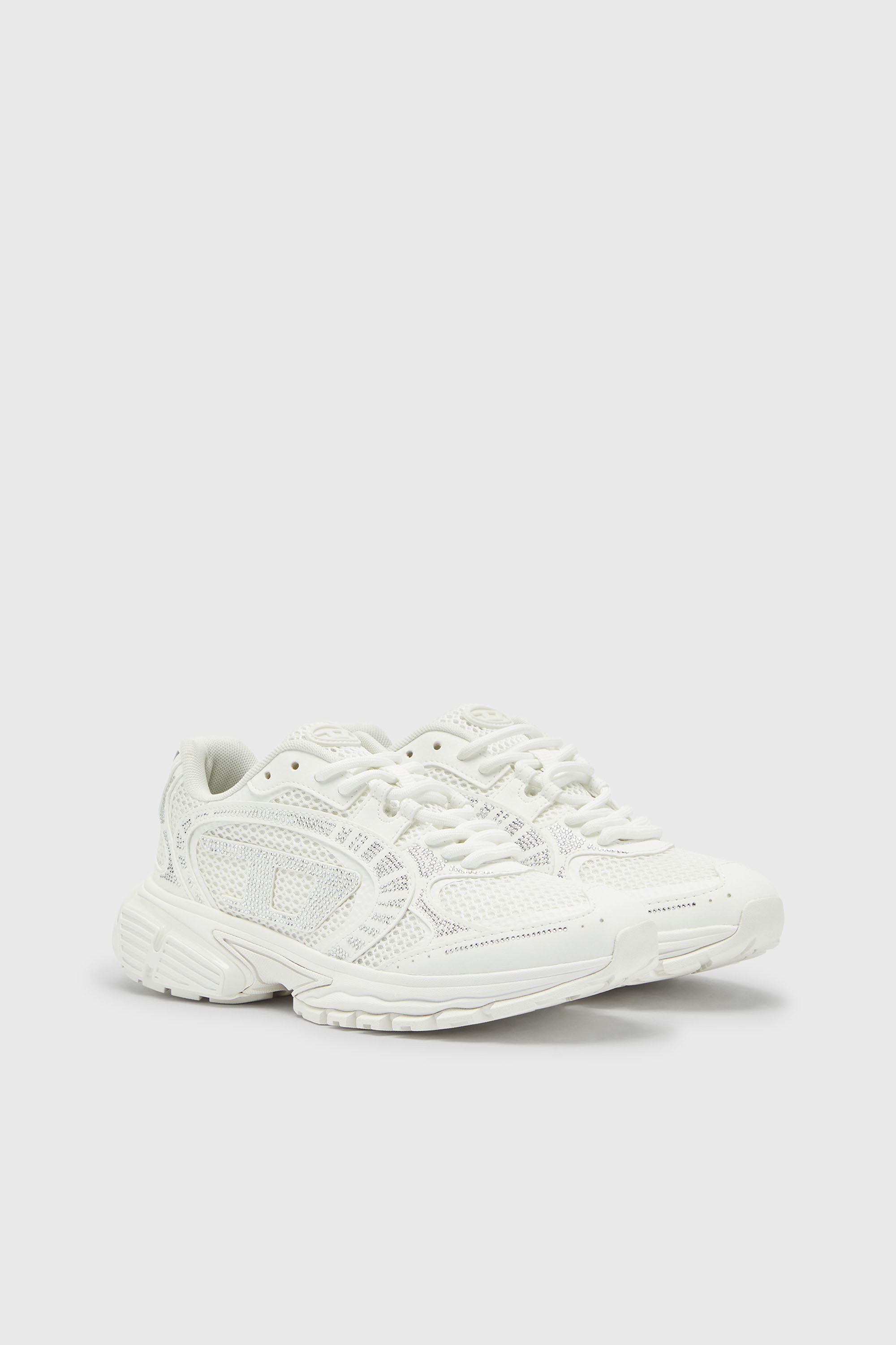 Diesel - S-PRO-V-DENSE LOW W, Woman's S-Pro-V-Dense - Mesh sneakers with crystals in White - 2
