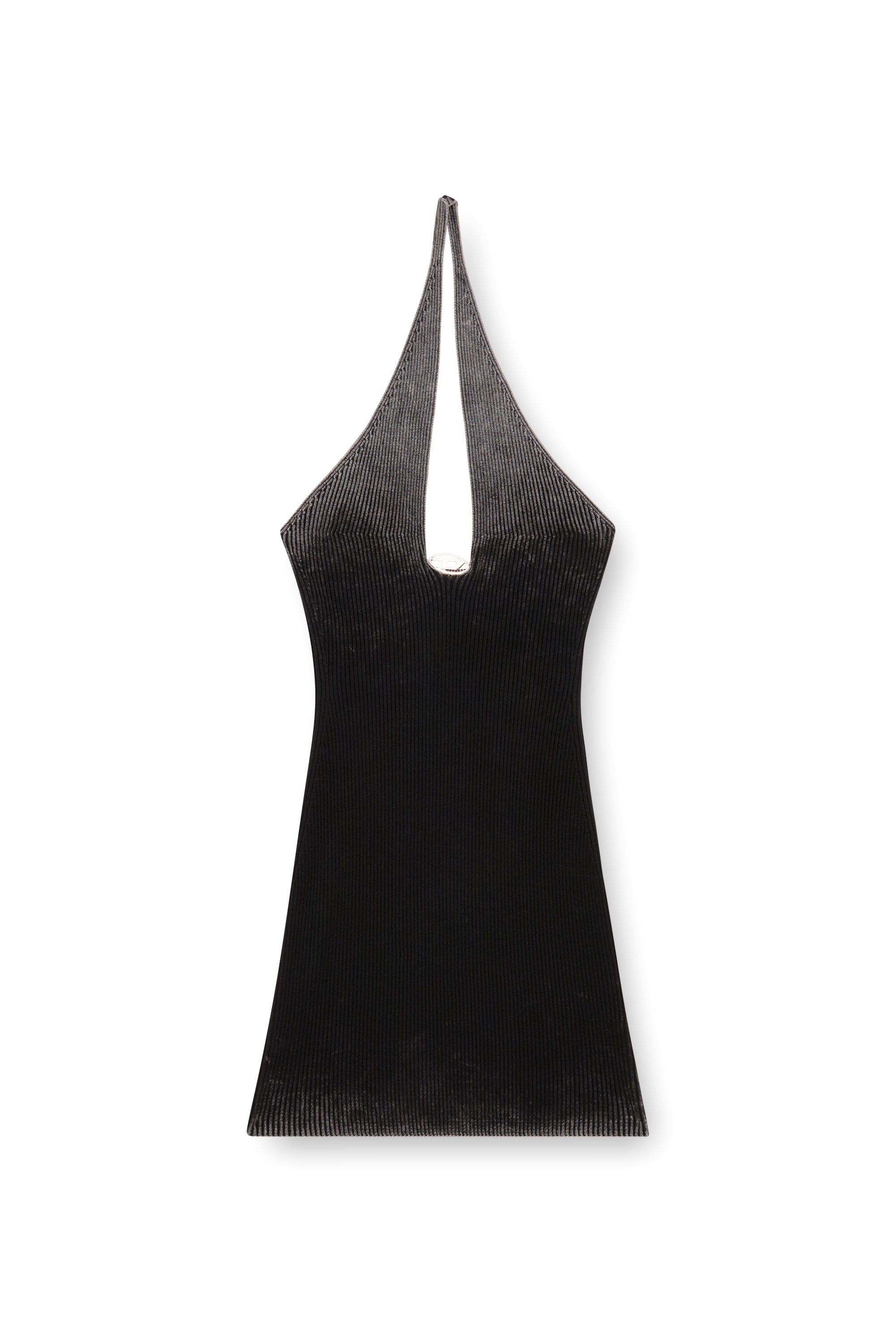 Diesel - M-LARISA, Woman Short halter dress in faded ribbed knit in Black - Image 2