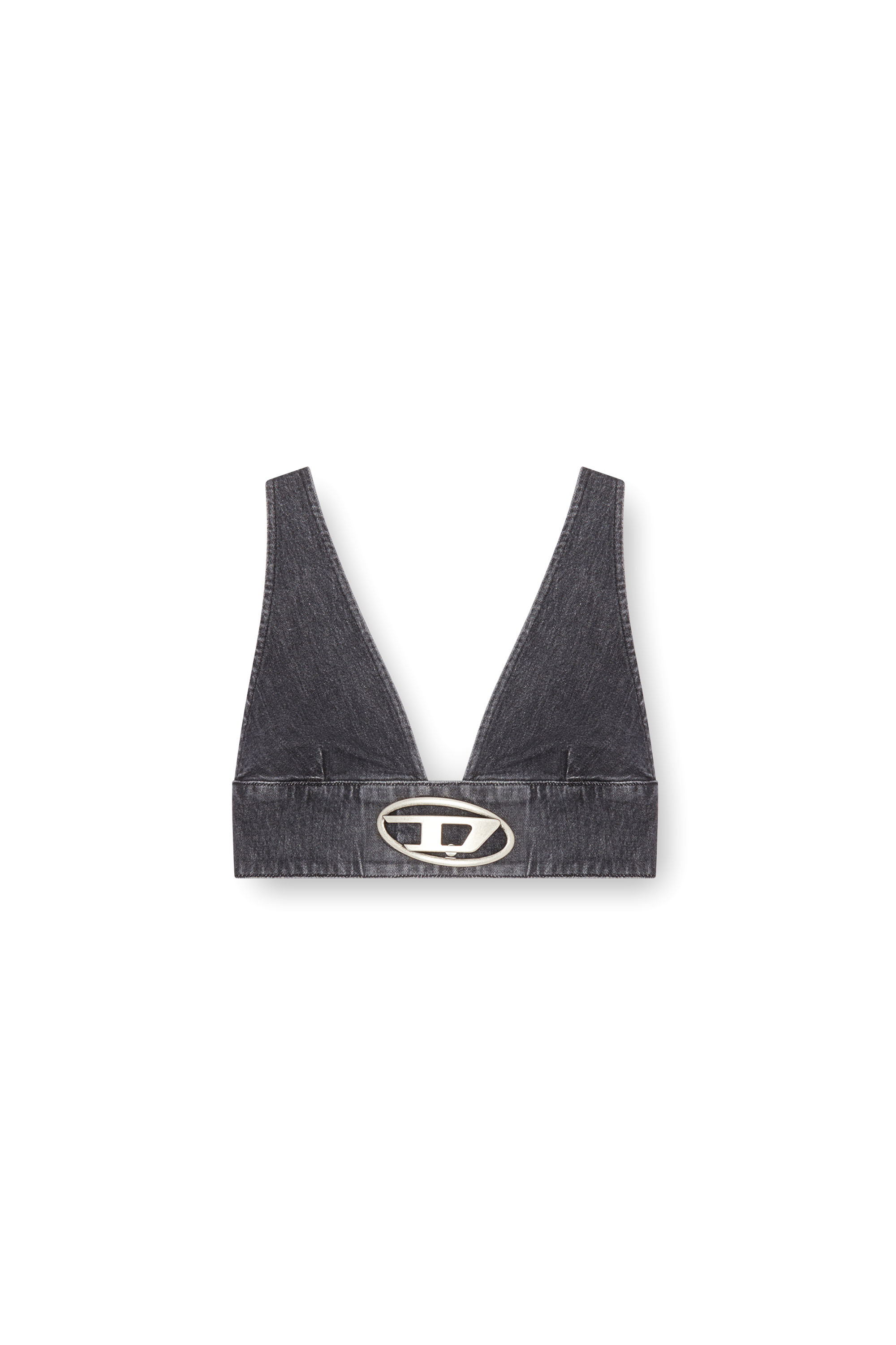 Diesel - DE-ELLY-S, Woman Denim bra top with Oval D plaque in Black - Image 3