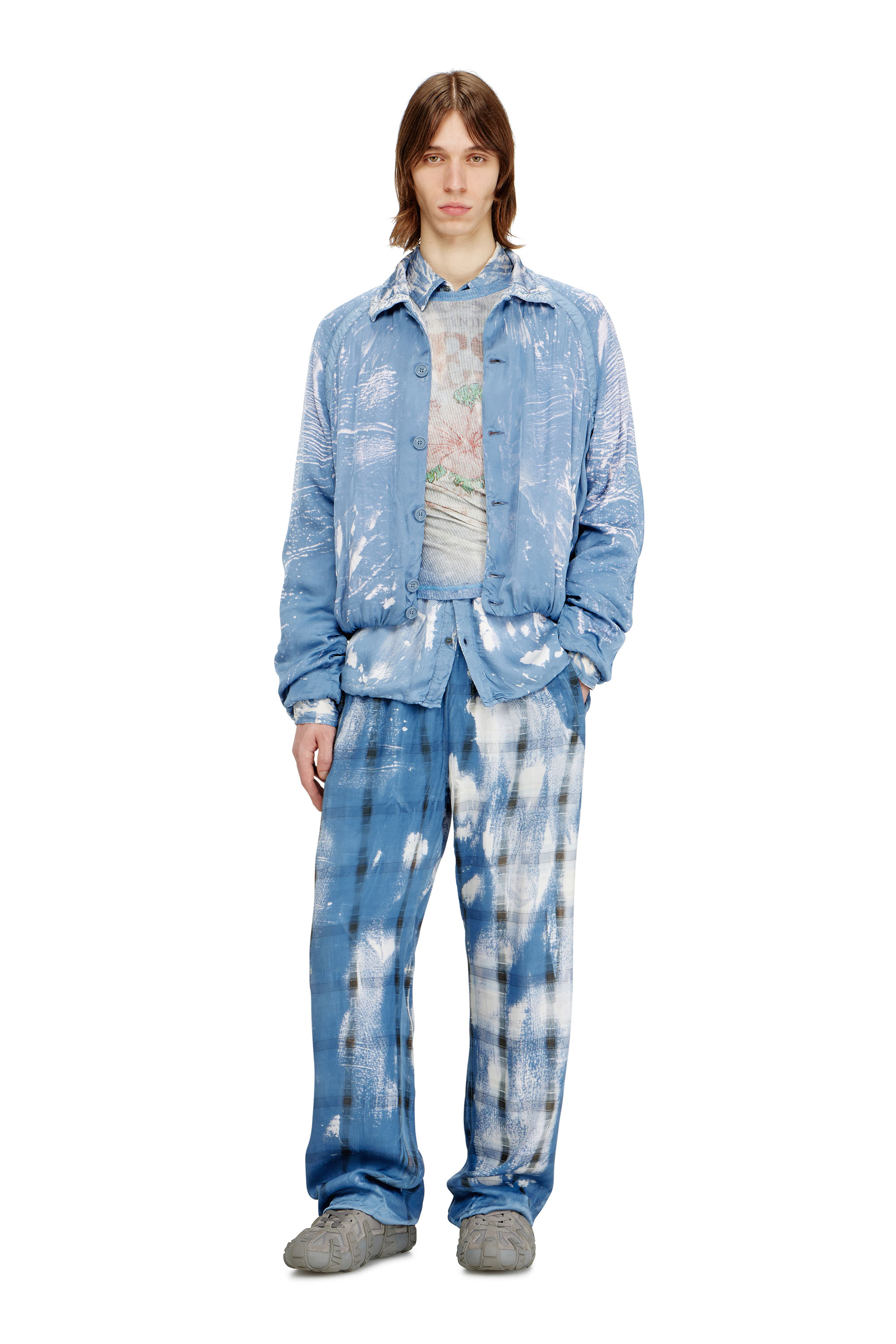 Diesel - P-OLLY, Man's Track pants with check X-ray effect in Blue - 2