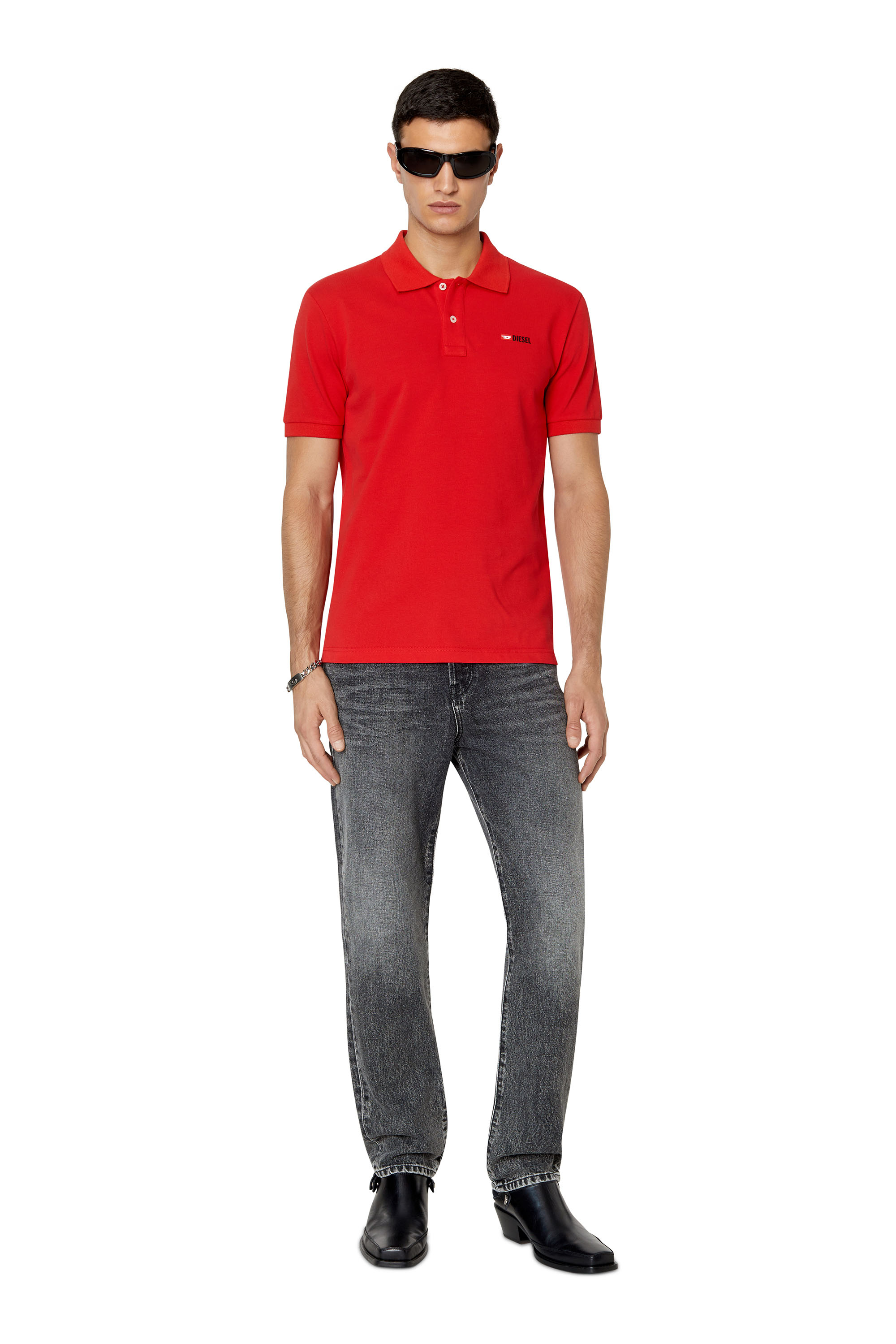 Diesel - T-SMITH-DIV, Man Polo shirt with 3D logo in Red - Image 5