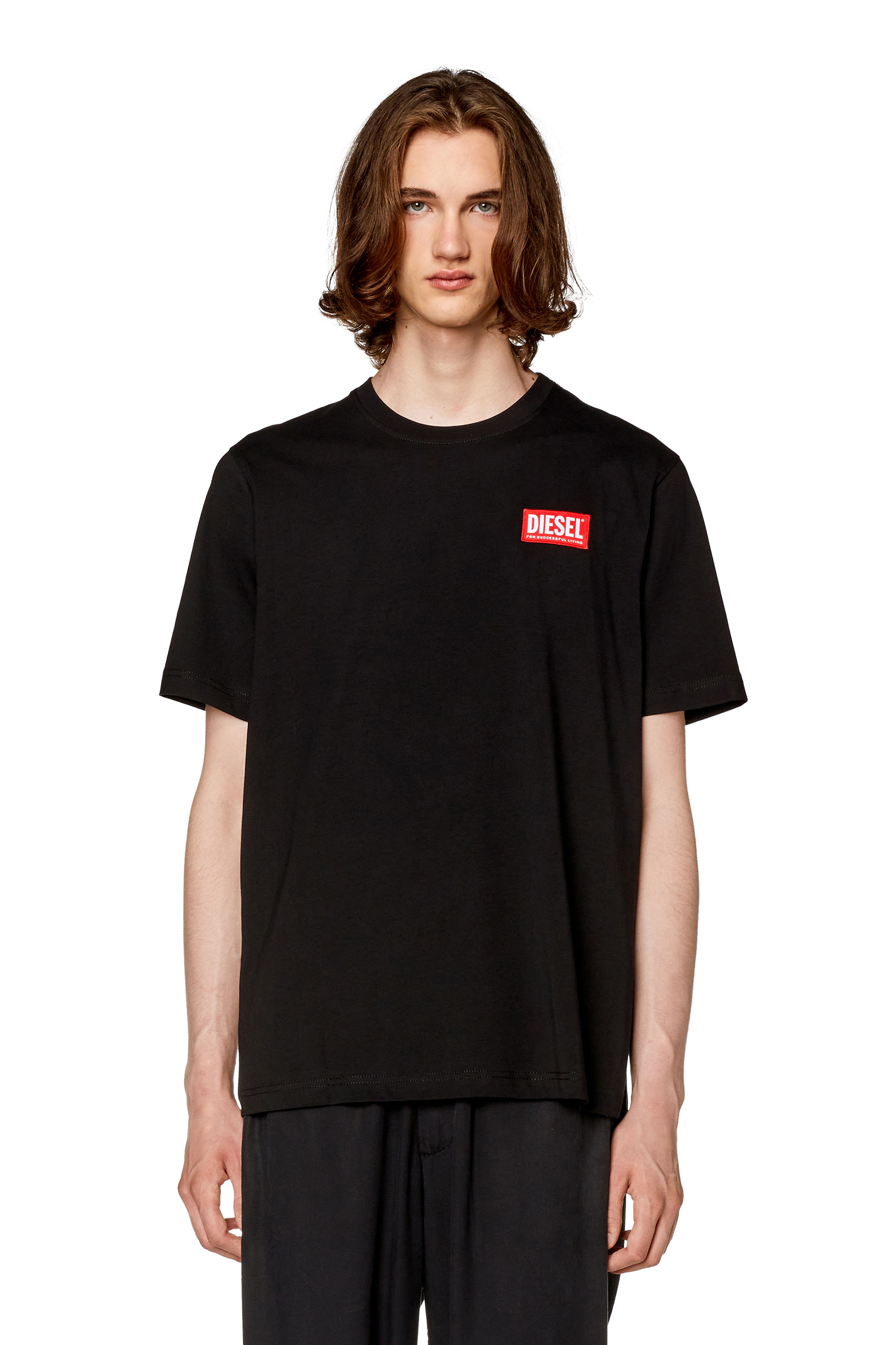 Diesel - T-JUST-NLABEL, Man T-shirt with logo patch in Black - Image 5