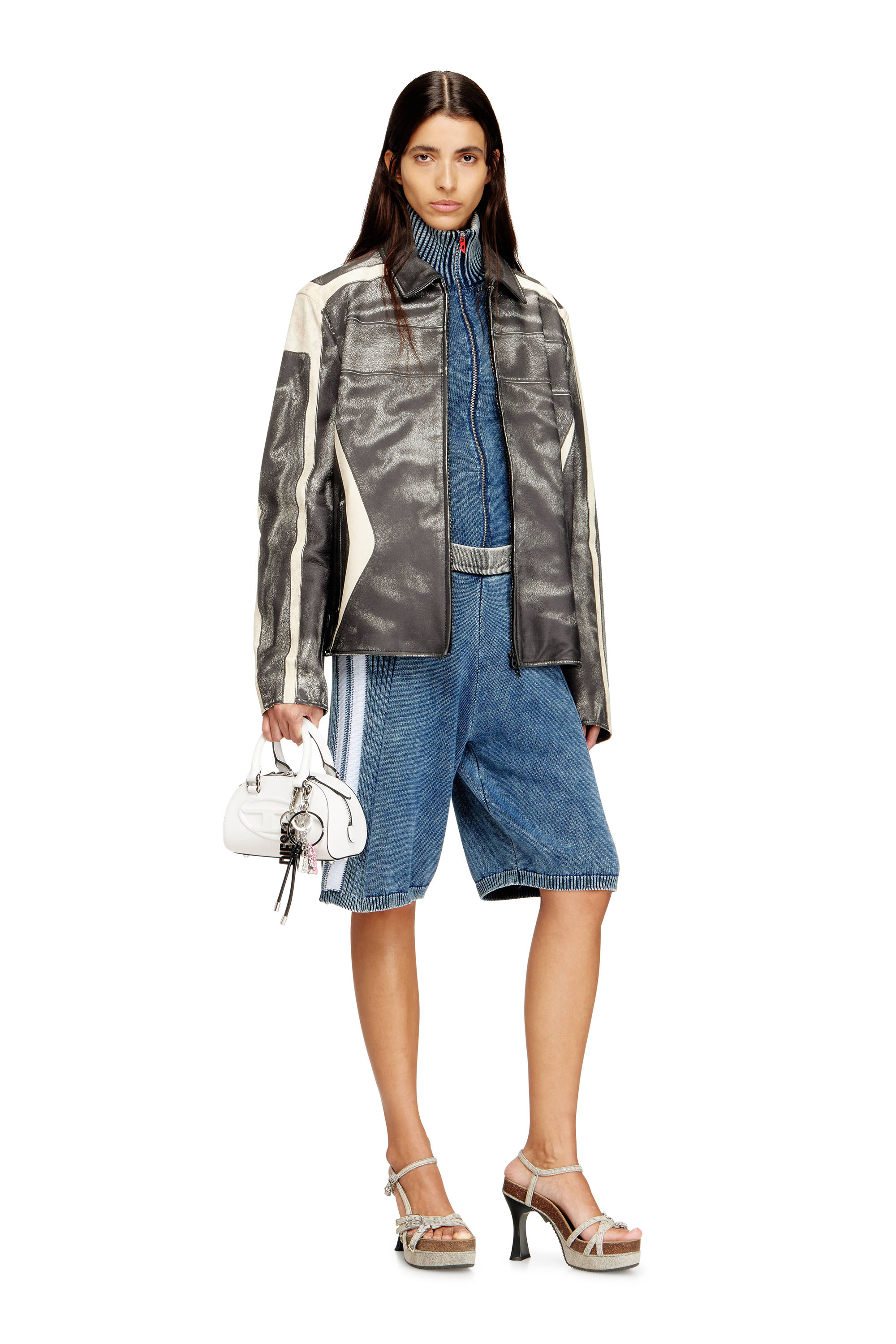 Diesel - M-ESTHER, Woman's Knitted shorts with sporty bands in null - 3