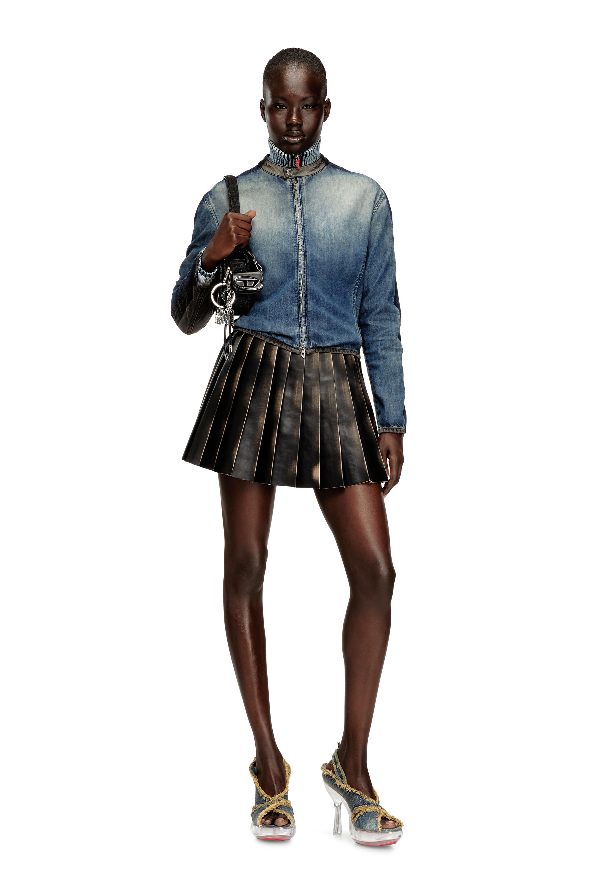 Diesel - O-SAKA-MINI, Woman's Short pleated skirt with distressed effect in null - 2