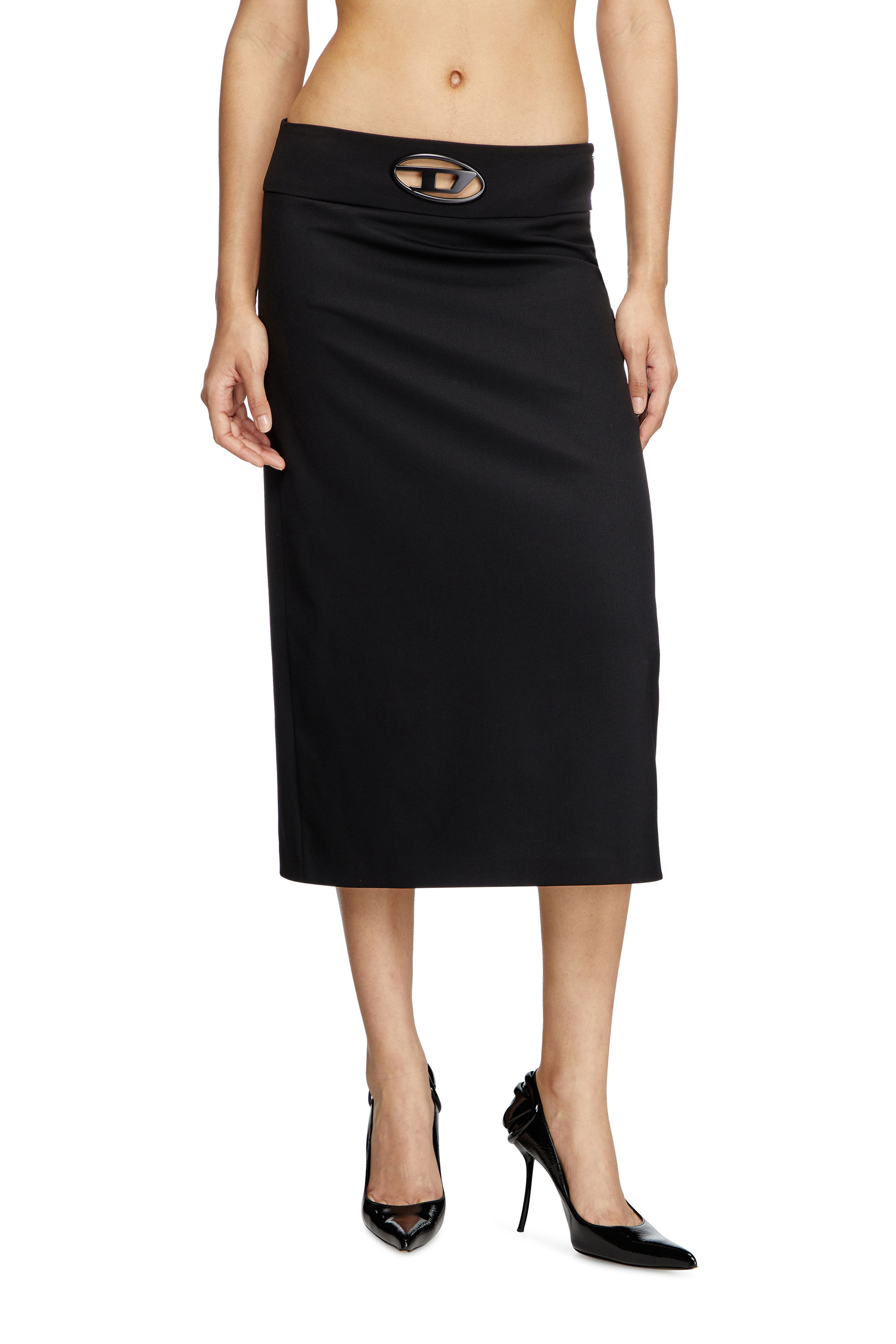 Diesel - O-SEUS, Woman's A-line midi skirt in Black - 1