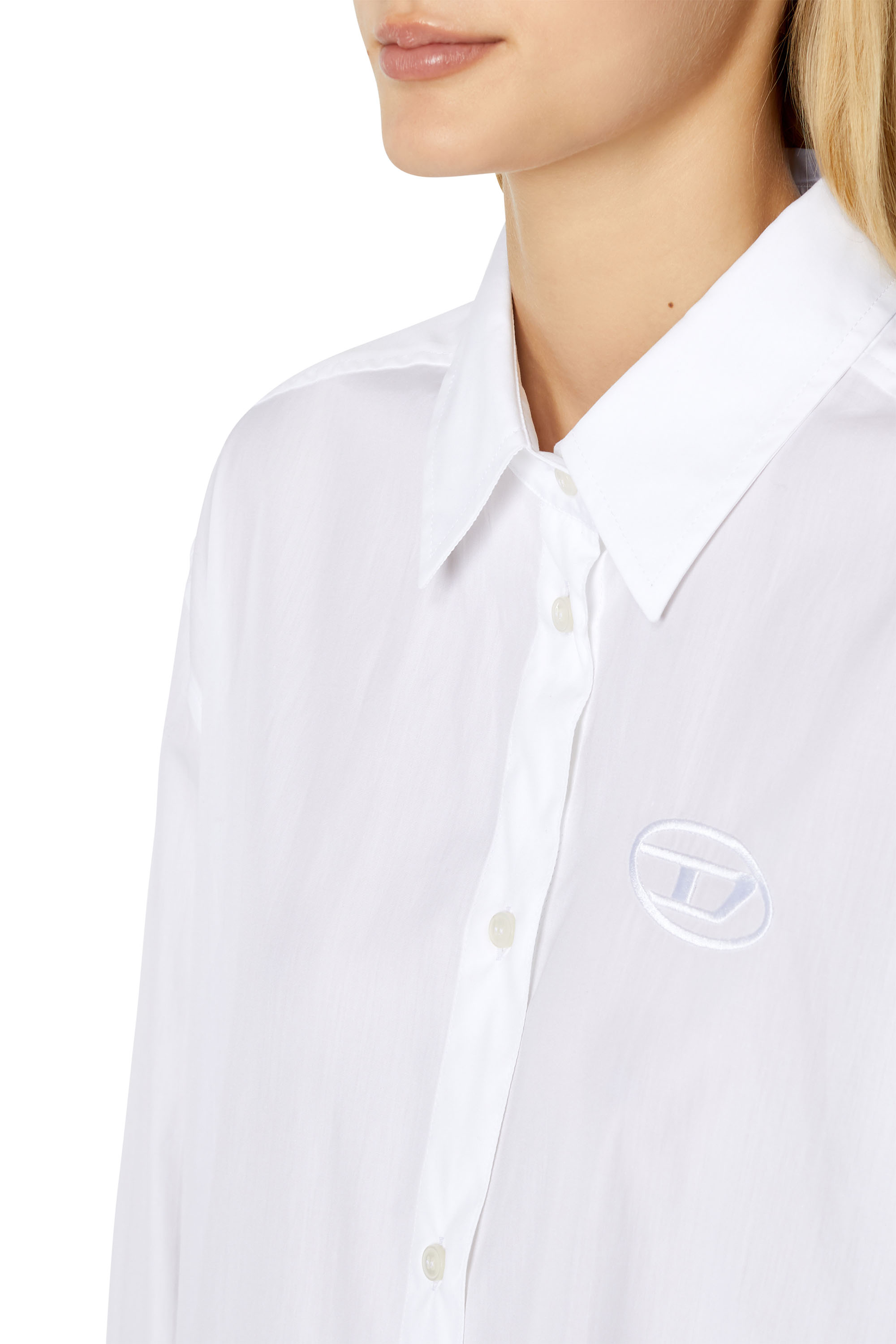 Diesel - D-LUNAR-B, Woman Shirt dress with 3D embroidery in White - Image 4