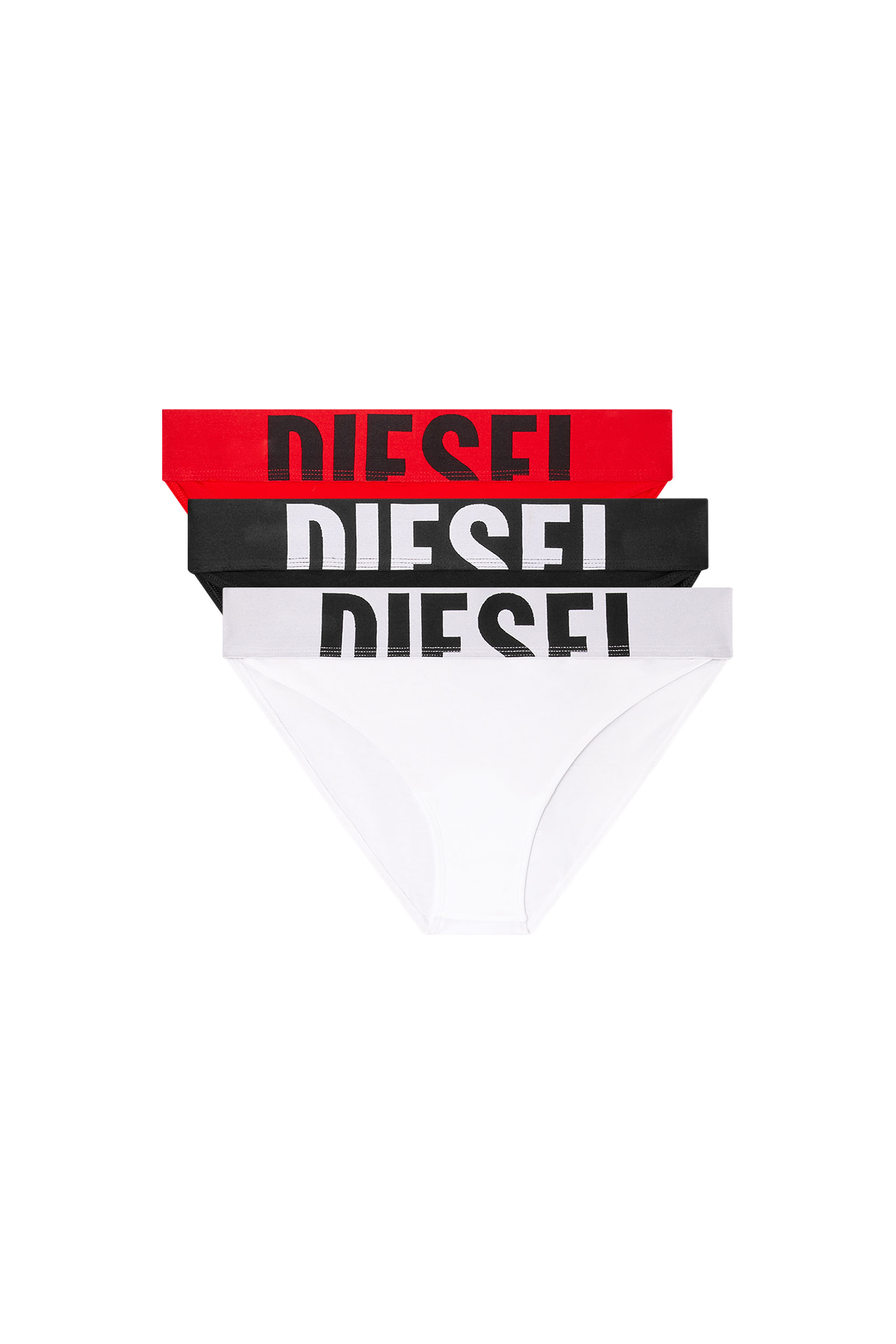 Diesel - LOLA-D-POP-3PACK, Woman's Three-pack briefs with cut-off logo in White/Red - 1