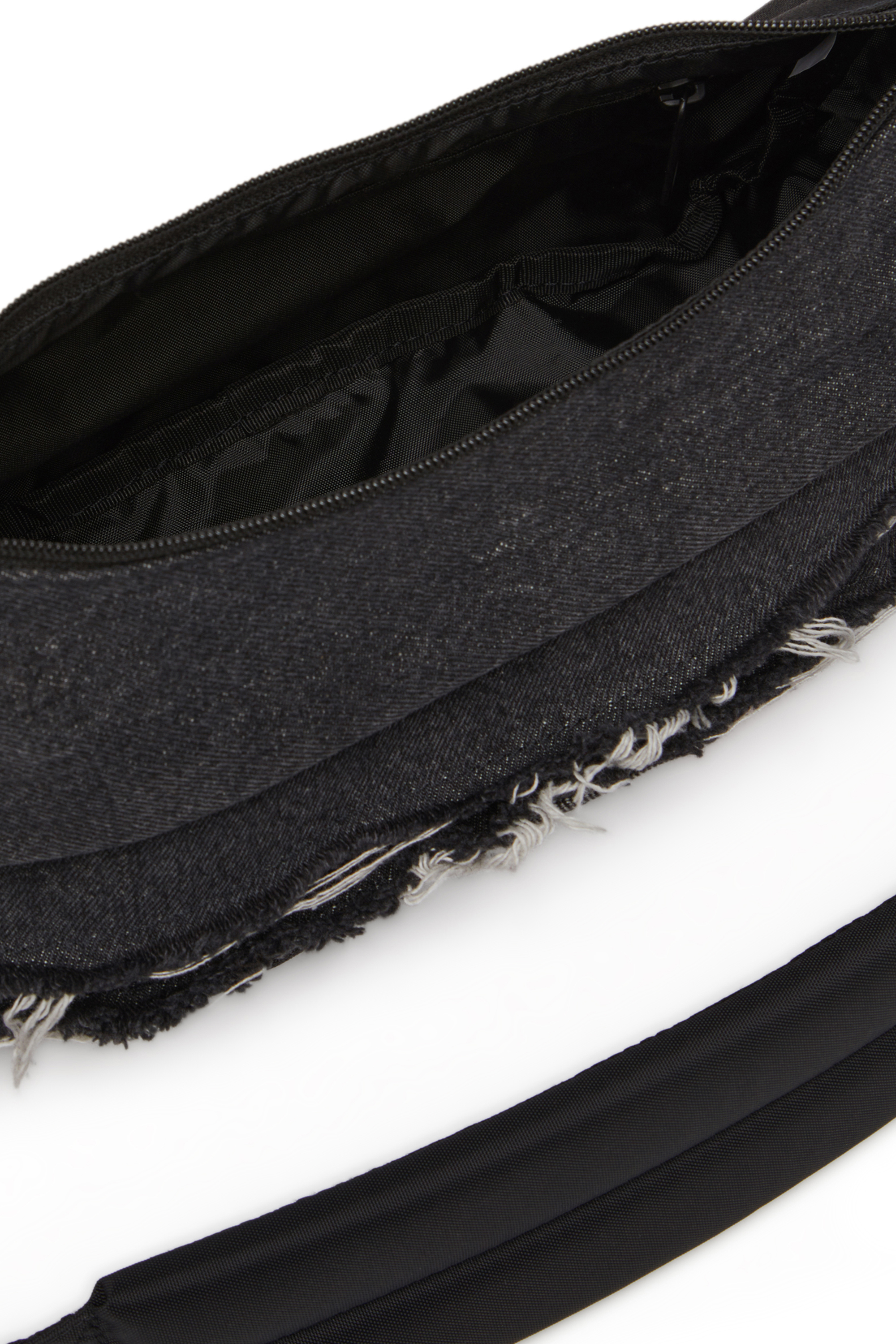 Diesel - DIESEL SHOULDER BAG, Unisex's Shoulder bag in destroyed denim and CORDURA® in Black - 3