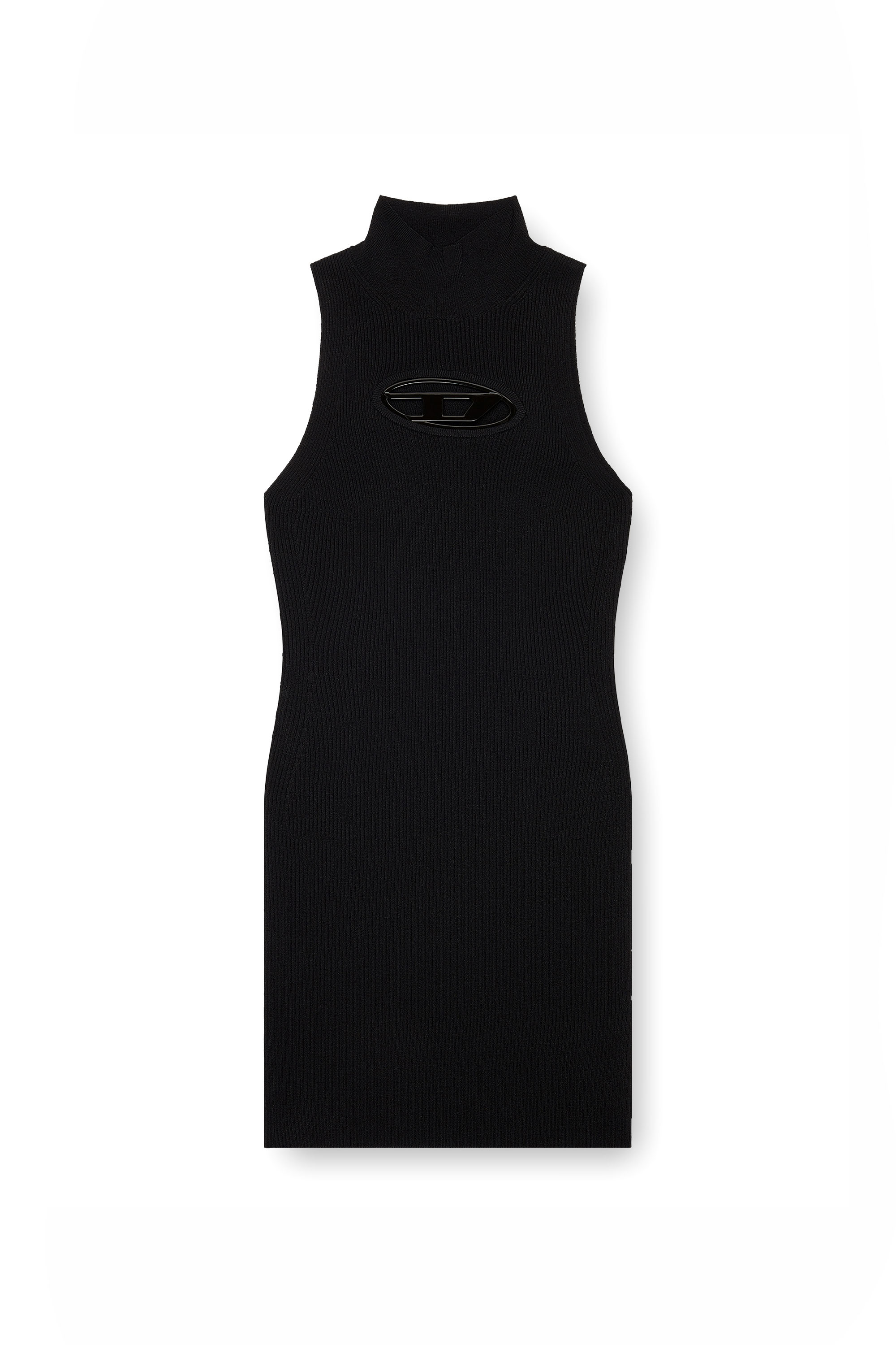 Diesel - M-ONERVA, Woman Short dress with cut-out and logo plaque in Black - Image 2