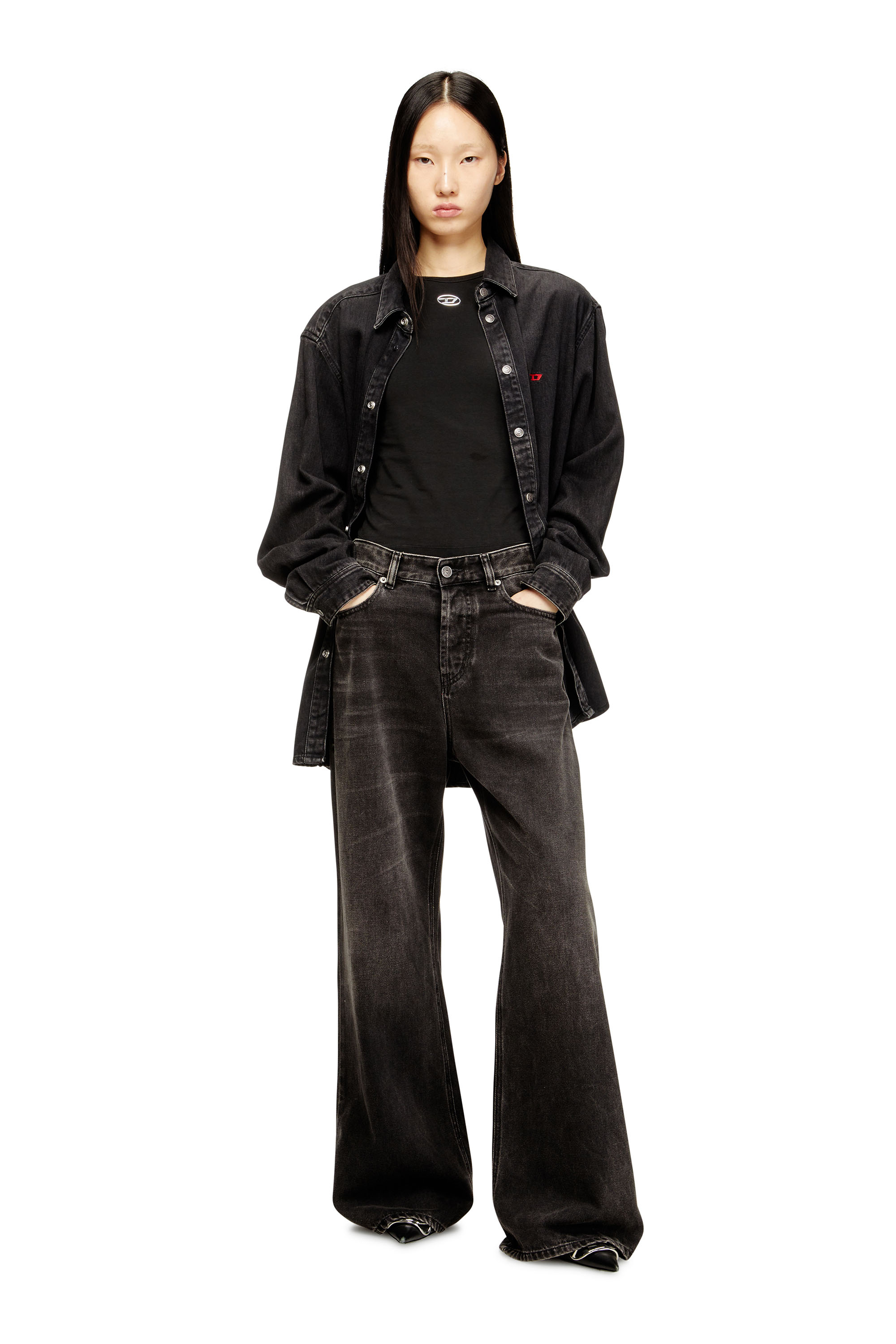 Diesel - T-UNCUTIESLONG-LS-OD, Woman's Cotton sweater with Oval D logo in null - 2