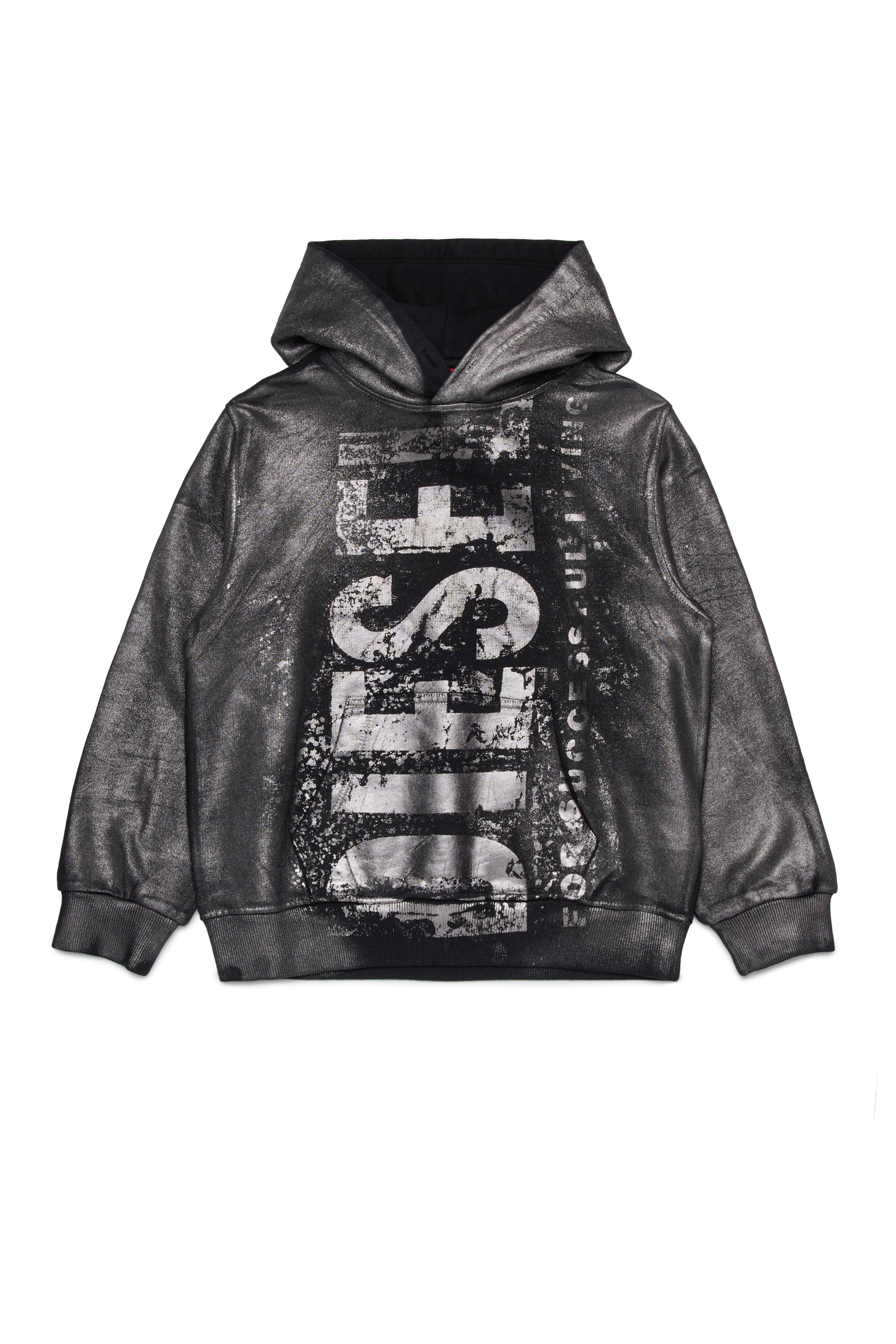Diesel - SBOXTHOODQ6 OVER, Man's Cotton sweatshirt with printed logo in Black - 1