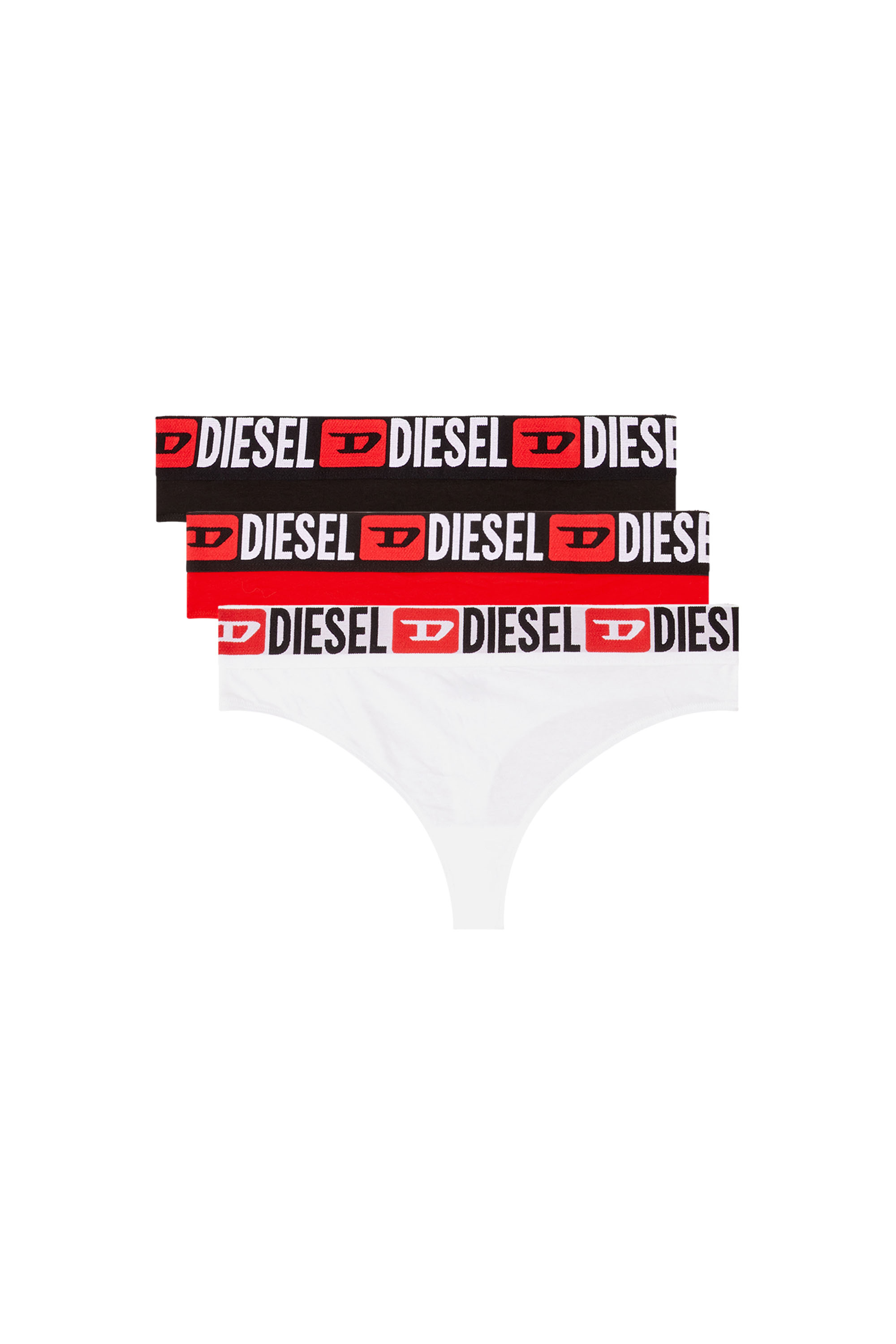 Diesel - UFST-STARS-THREEPACK, Woman's 3-pack thongs with logo waist in Black/Red - 2