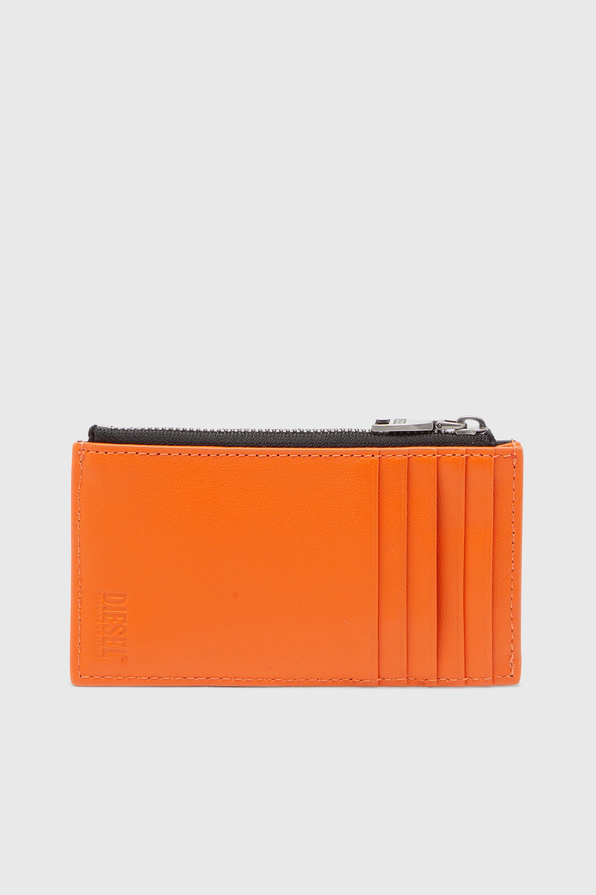 Diesel - BISCOTTO CARD HOLDER III, Man's Card holder in two-tone leather in Black/Orange - 2