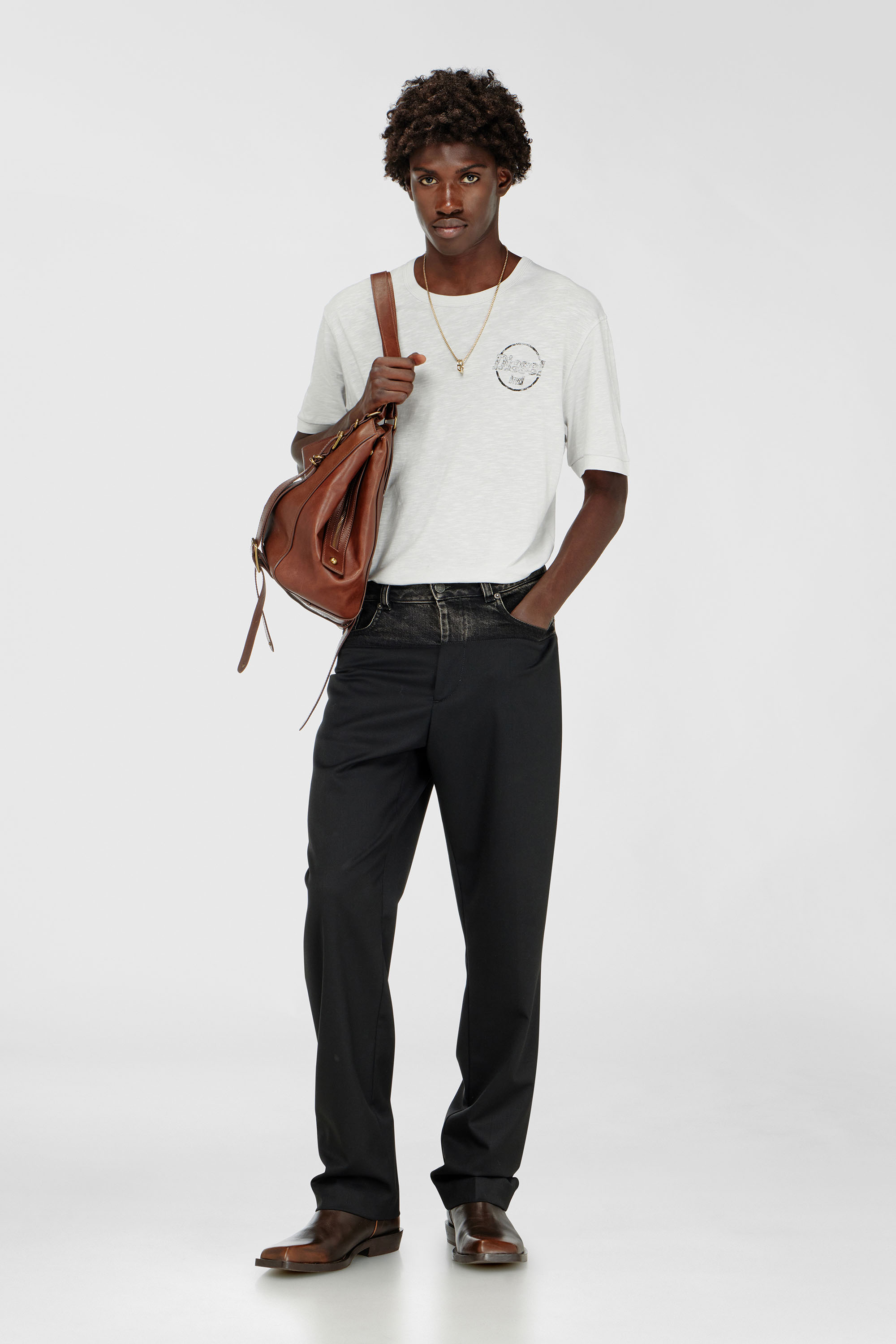 Diesel - T-ADJUST-B11, Man's T-shirt in slub jersey with crack print in null - 1