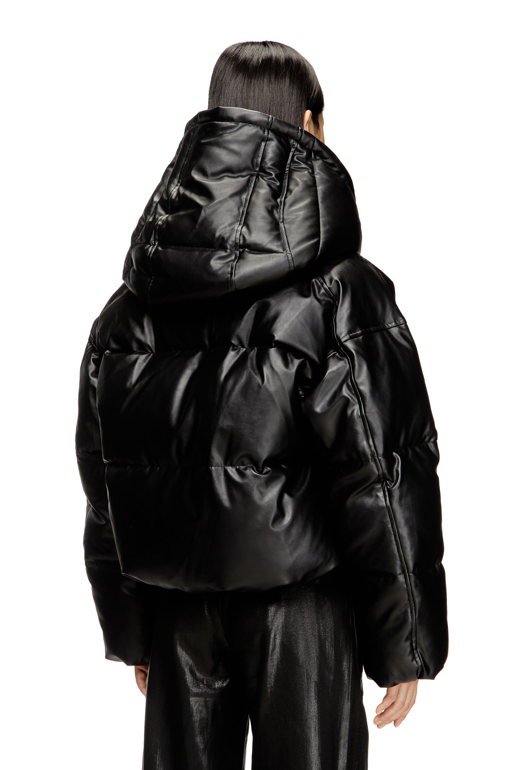 Diesel - W-ILLEY, Woman's Hooded puffer jacket in coated fabric in null - 4