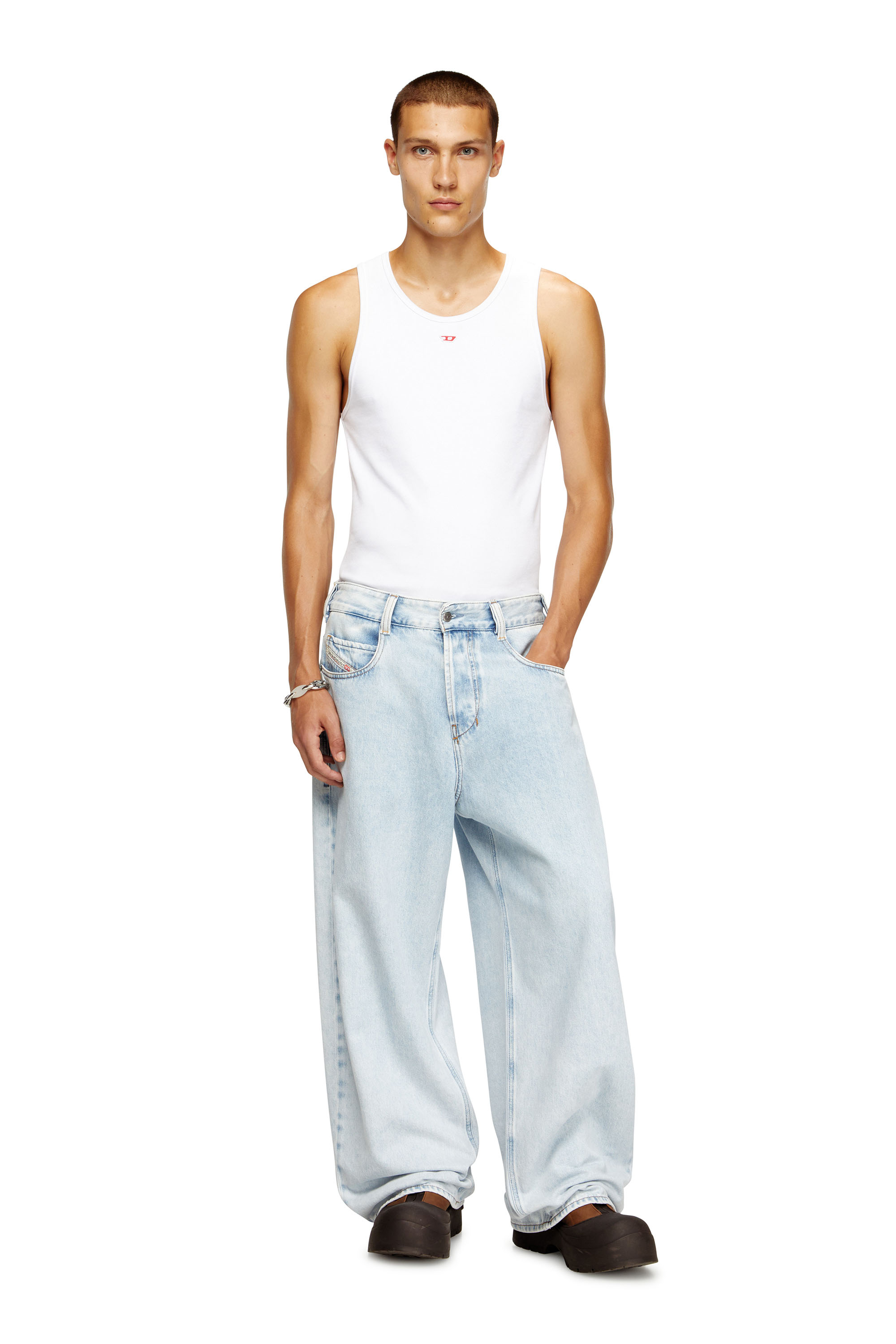 Diesel - T-LIFTY-D, Man's Tank top with mini D logo patch in White - 1