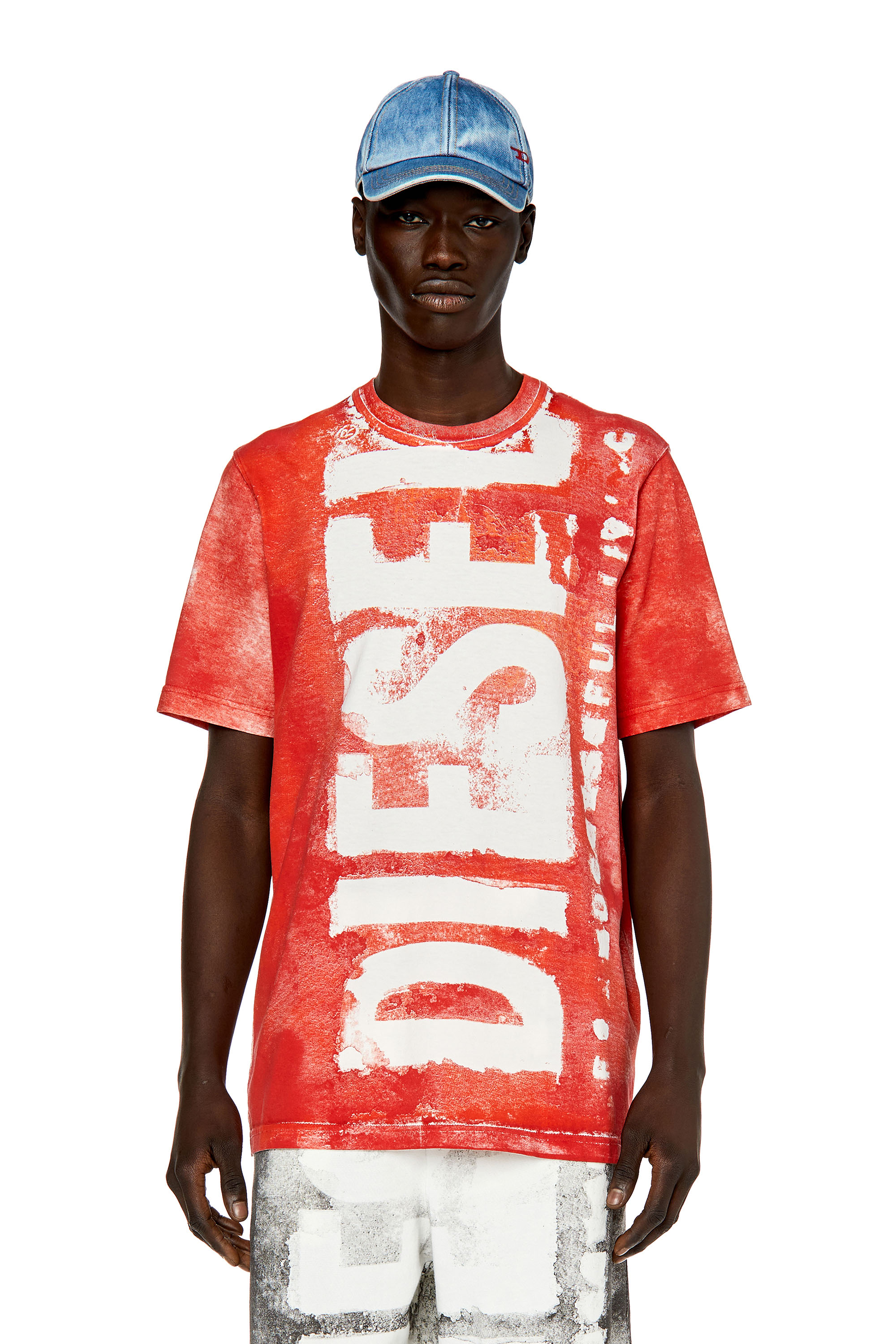 Diesel - T-JUST-G12, Man T-shirt with bleeding logo in Red - Image 1