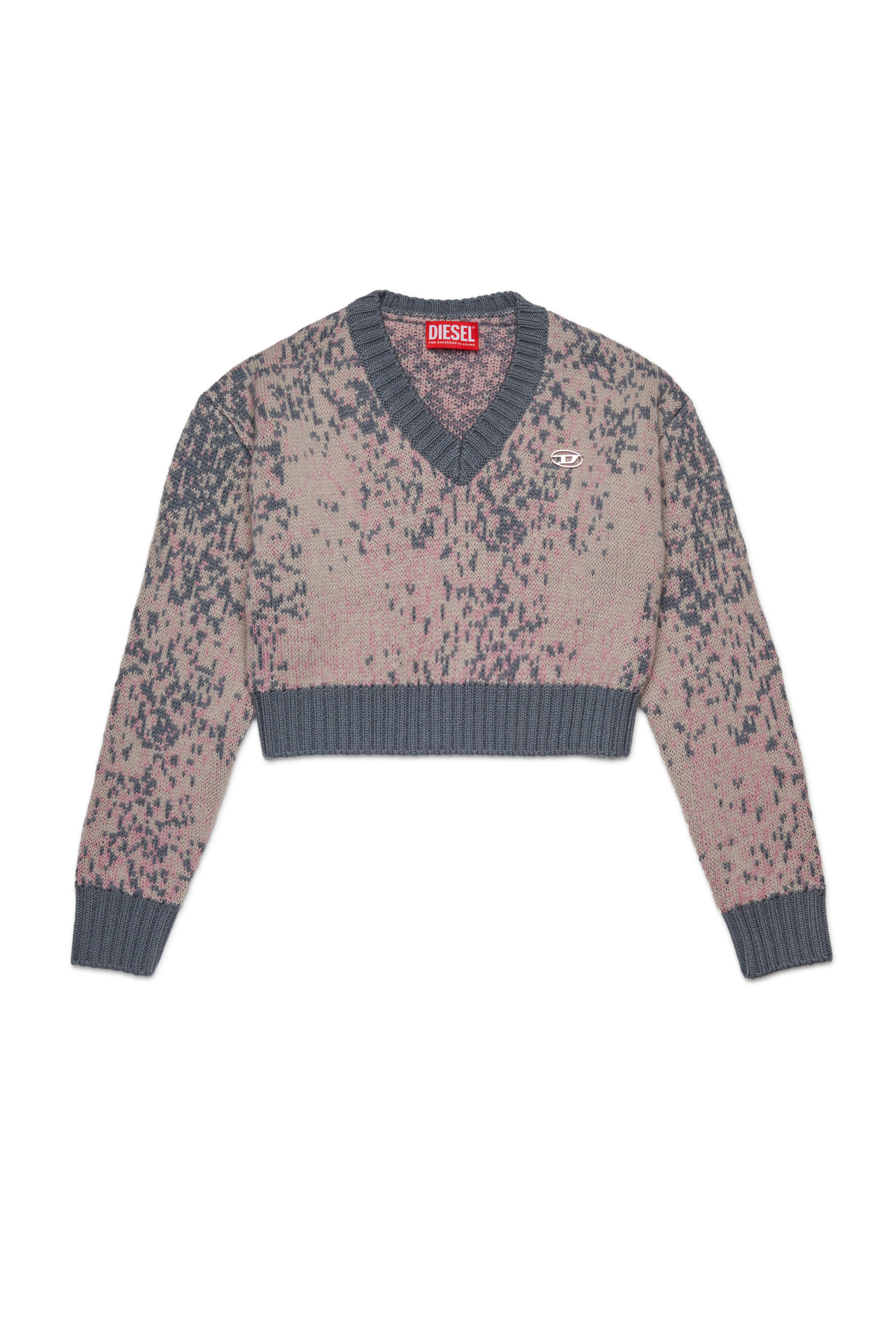 Diesel - KMRENZA, Woman's Wool sweater with V-neck in Pink - 2