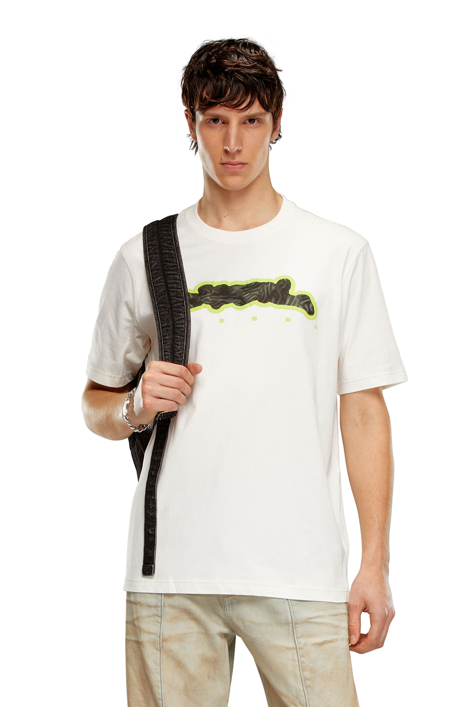 Diesel - T-JUST-N16, Man T-shirt with zebra-camo motif in White - Image 1