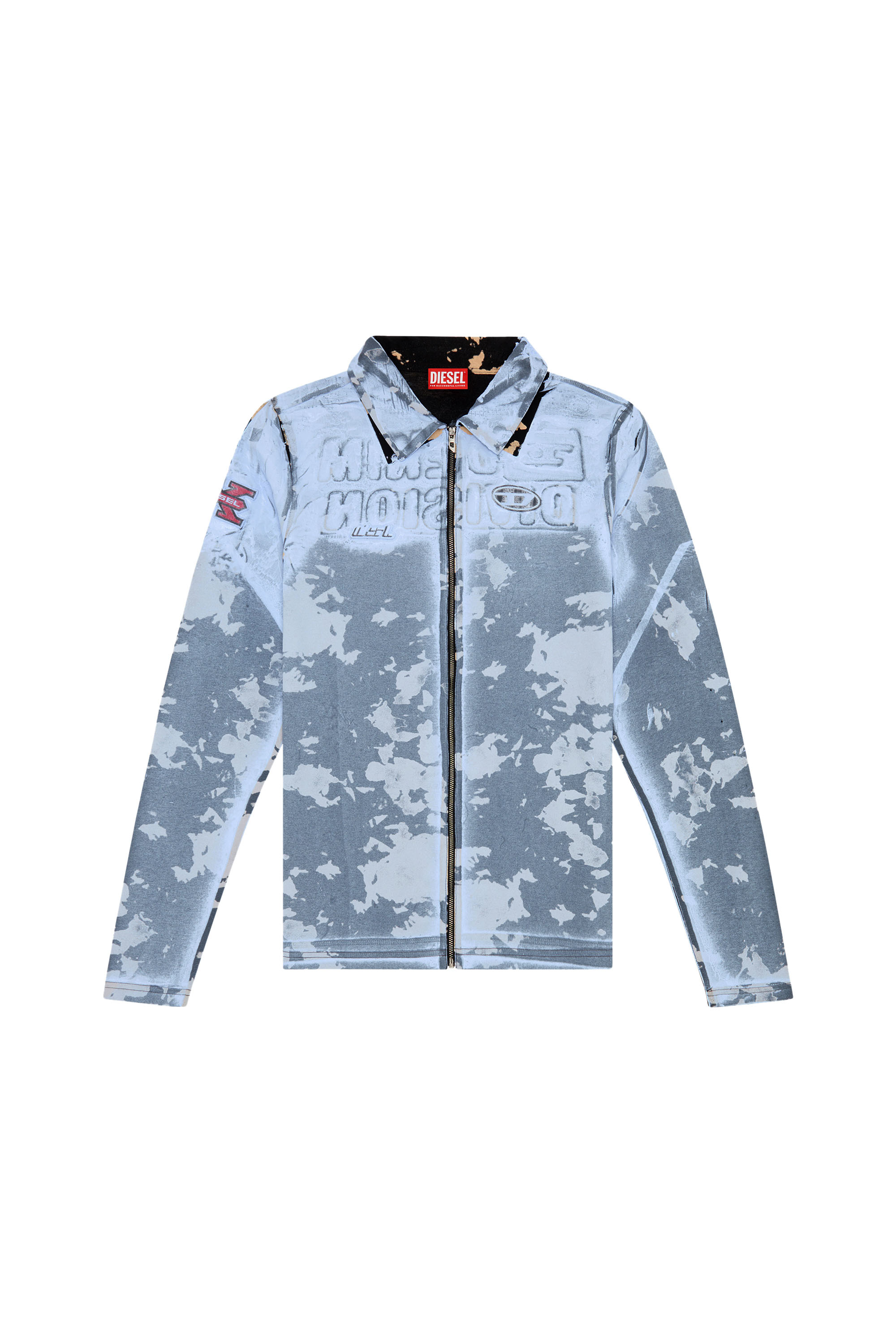 Diesel - S-CORSE-P1, Unisex's Zip shirt in coated jersey in Blue - 2