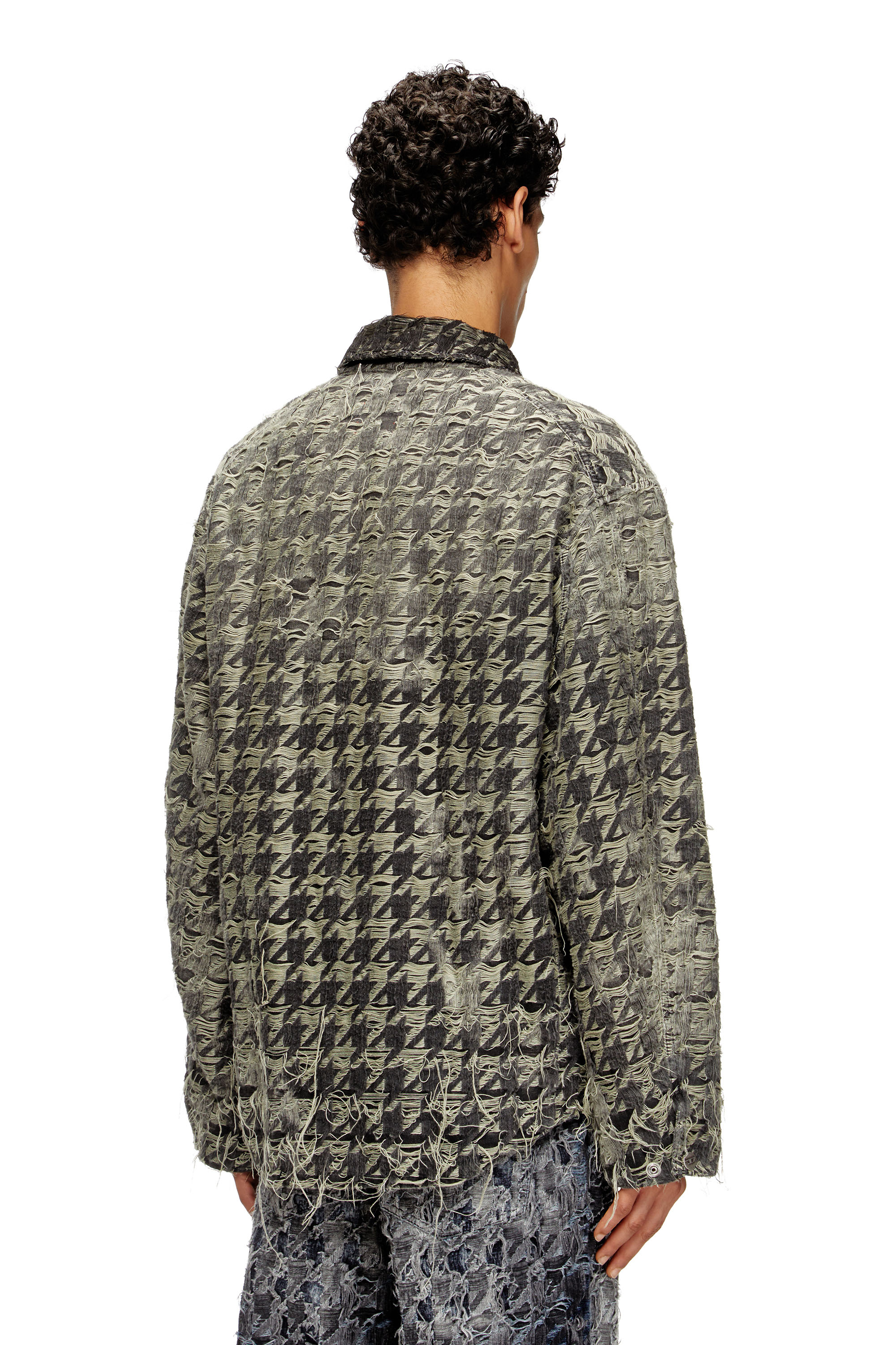 Diesel - D-ELMO-FSH, Man's Jacket in houndstooth-weave denim in Black/White - 4