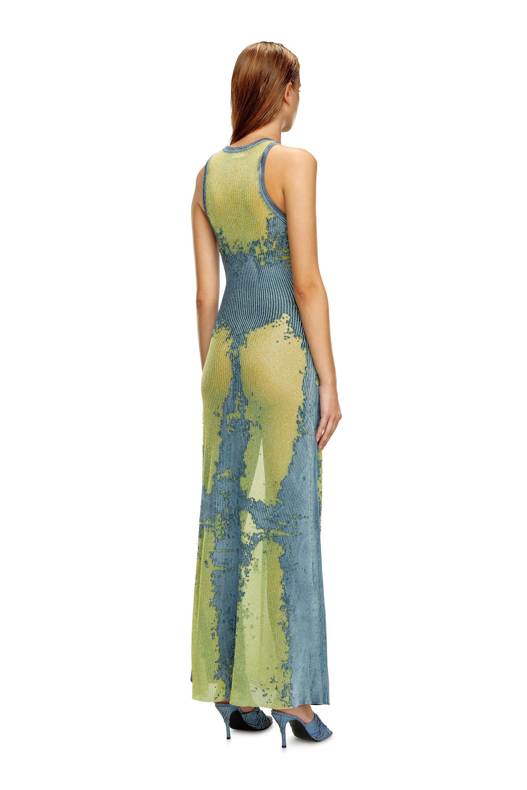 Diesel - M-MAGIAS, Woman Long dress in devoré metallic knit in Multicolor - Image 3