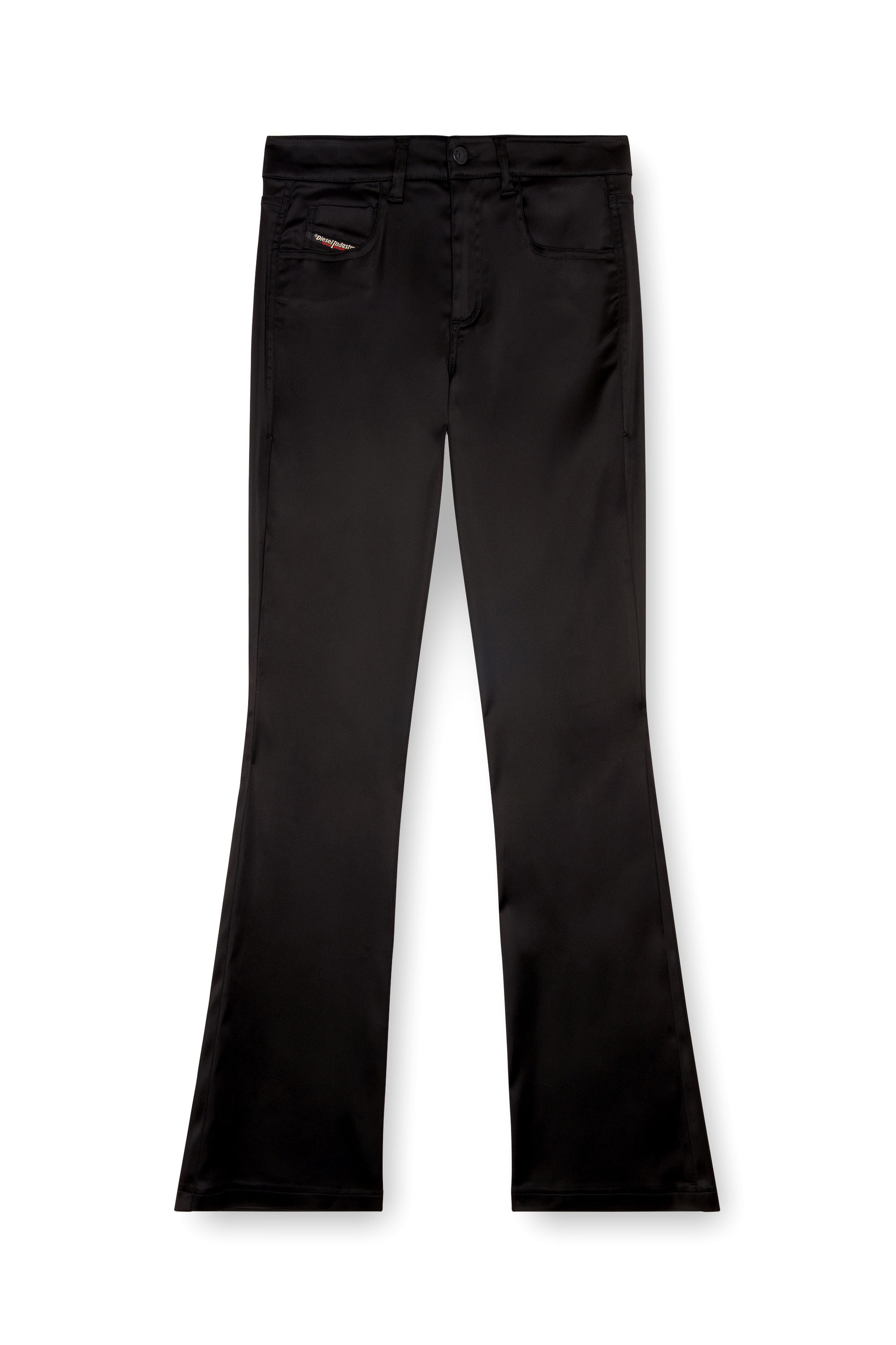 Diesel - P-EBBEY, Woman 5-pocket pants in stretch satin in Black - Image 3