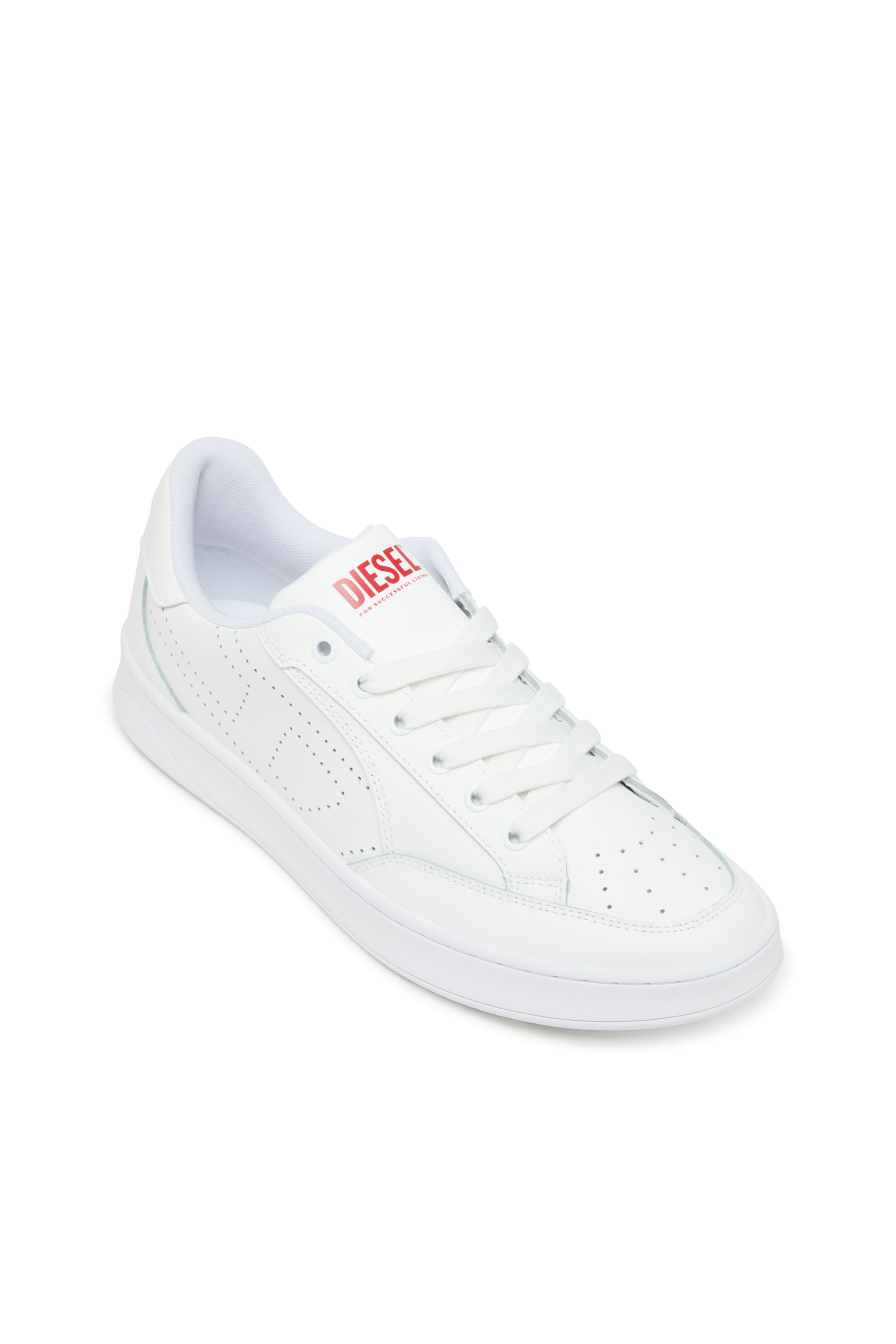 Diesel - S-DAKOTA LOW W, Woman's Leather sneakers with perforated logo in White - 6