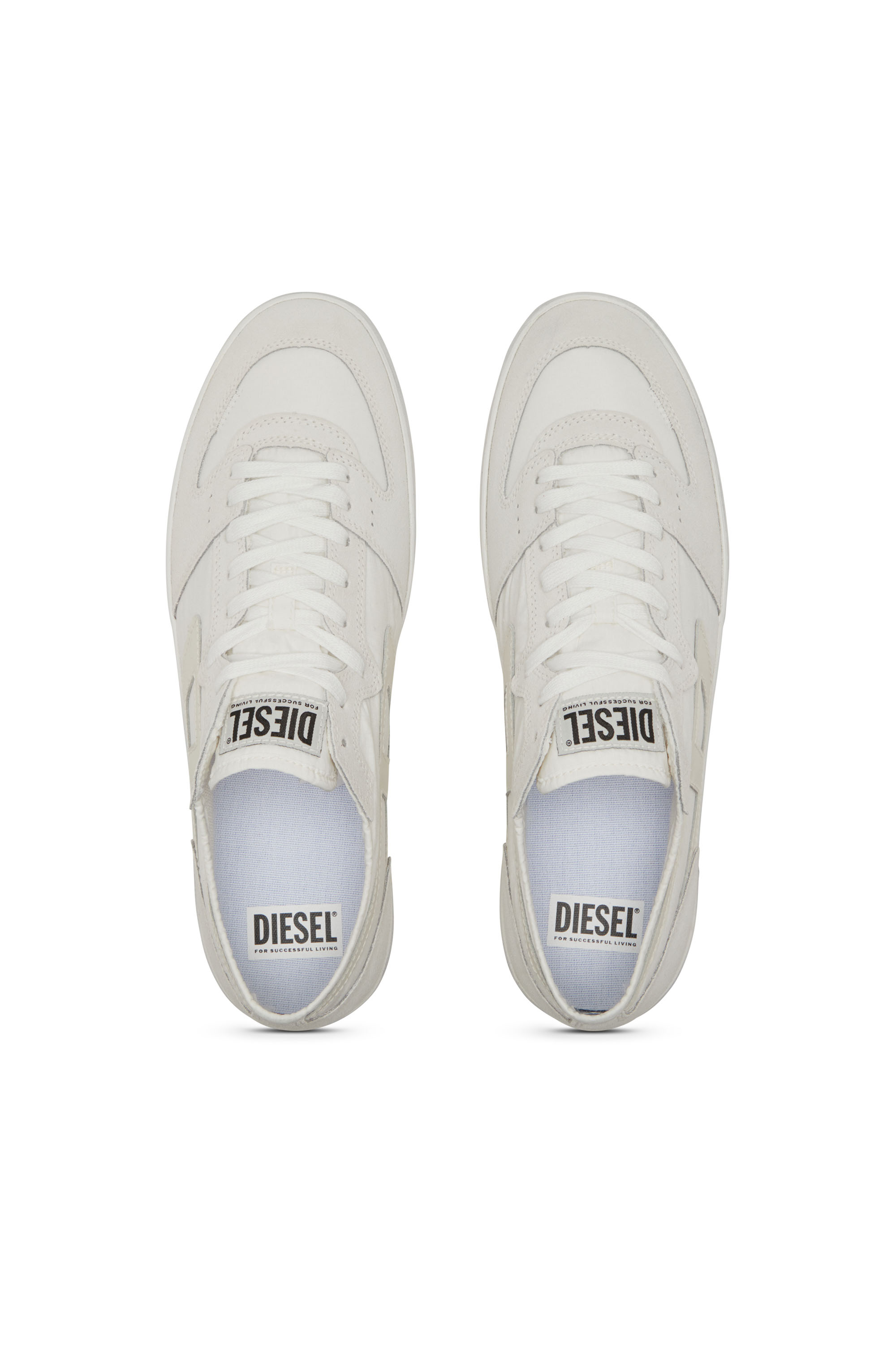 Diesel - S-LEROJI D-1 LOW, Man's Sneakers in padded ripstop and suede in White - 6