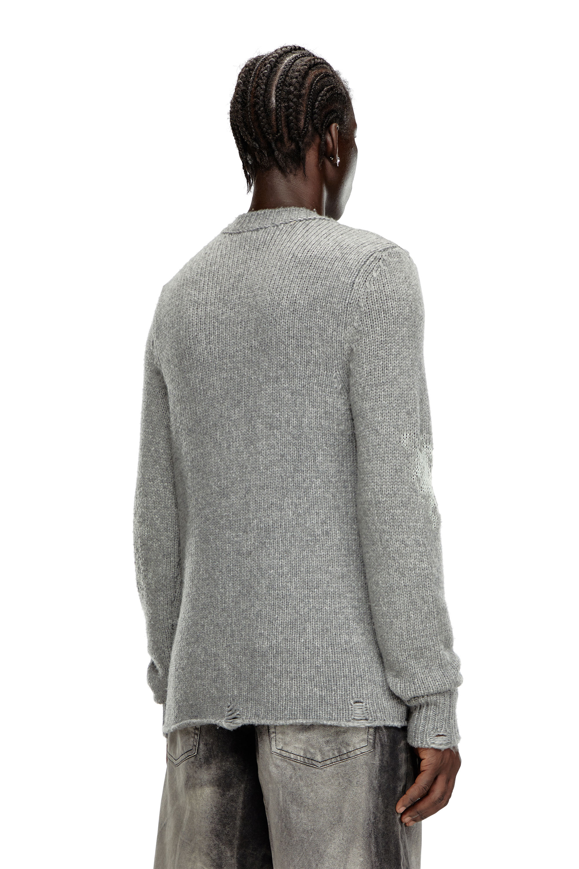 Diesel - K-NORMAN, Man's Distressed jumper in wool blend in Grey - 5