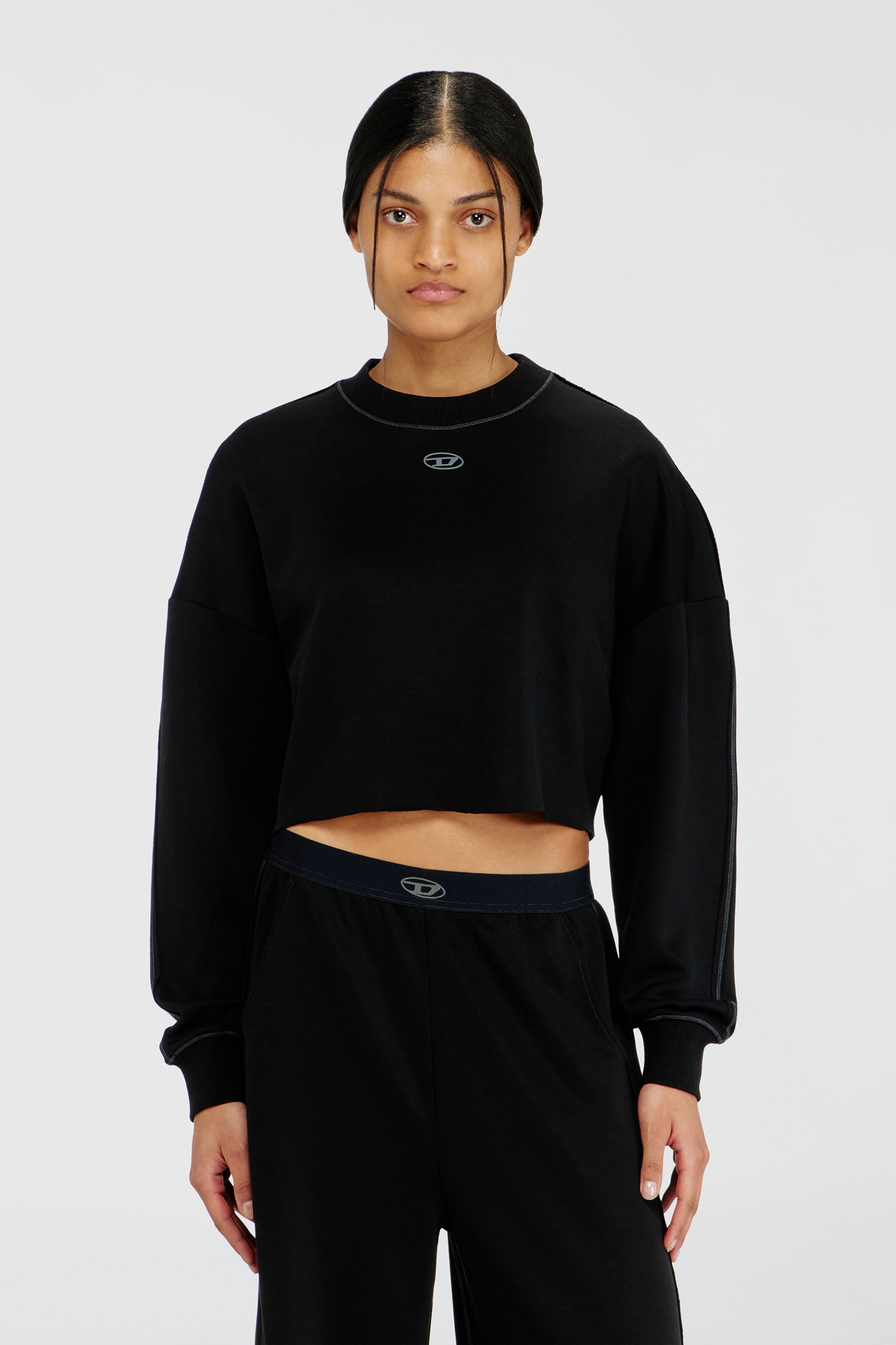 Diesel - BLAKE-UTLT, Woman's Crop top in light stretch scuba in Black - 2