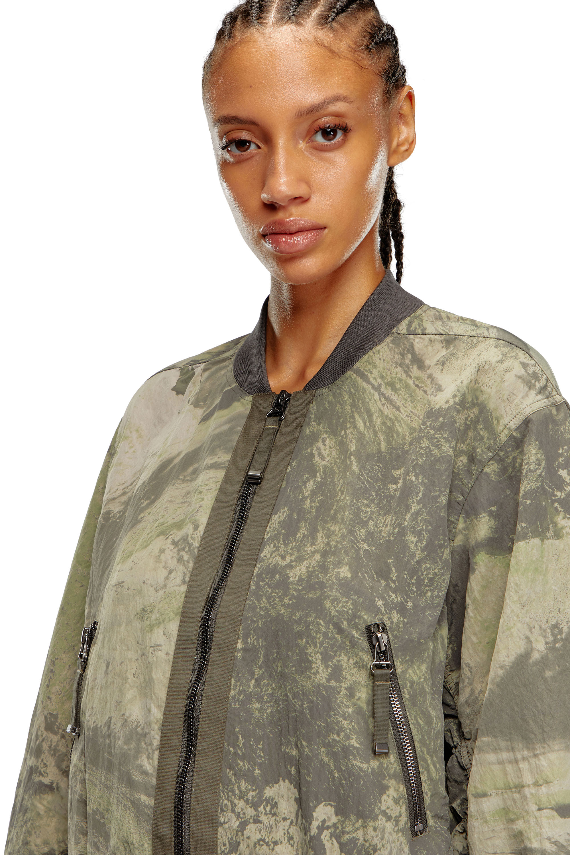 Diesel - G-NOAK-N1, Woman Bomber jacket in light nylon in Green - Image 4