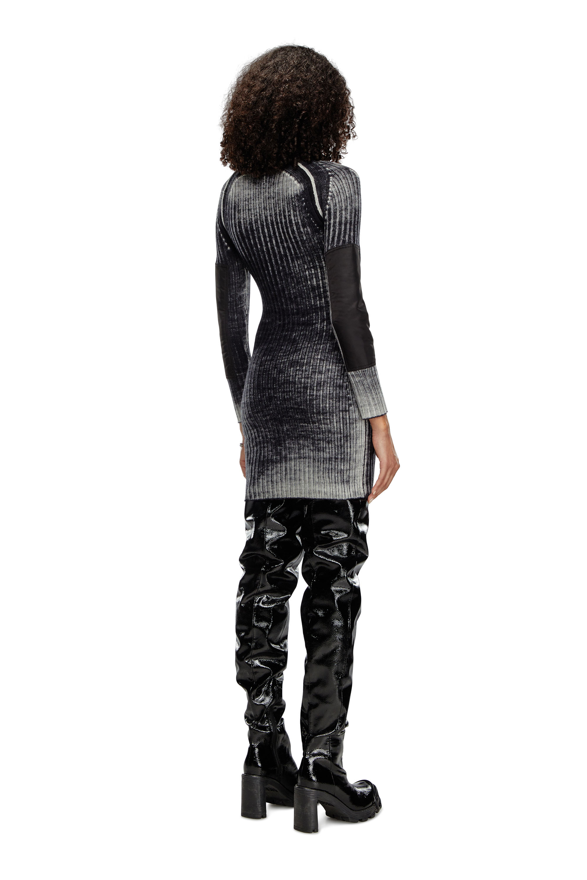 Diesel - M-ARTISTA, Woman Short dress in treated wool knit in Black - Image 3