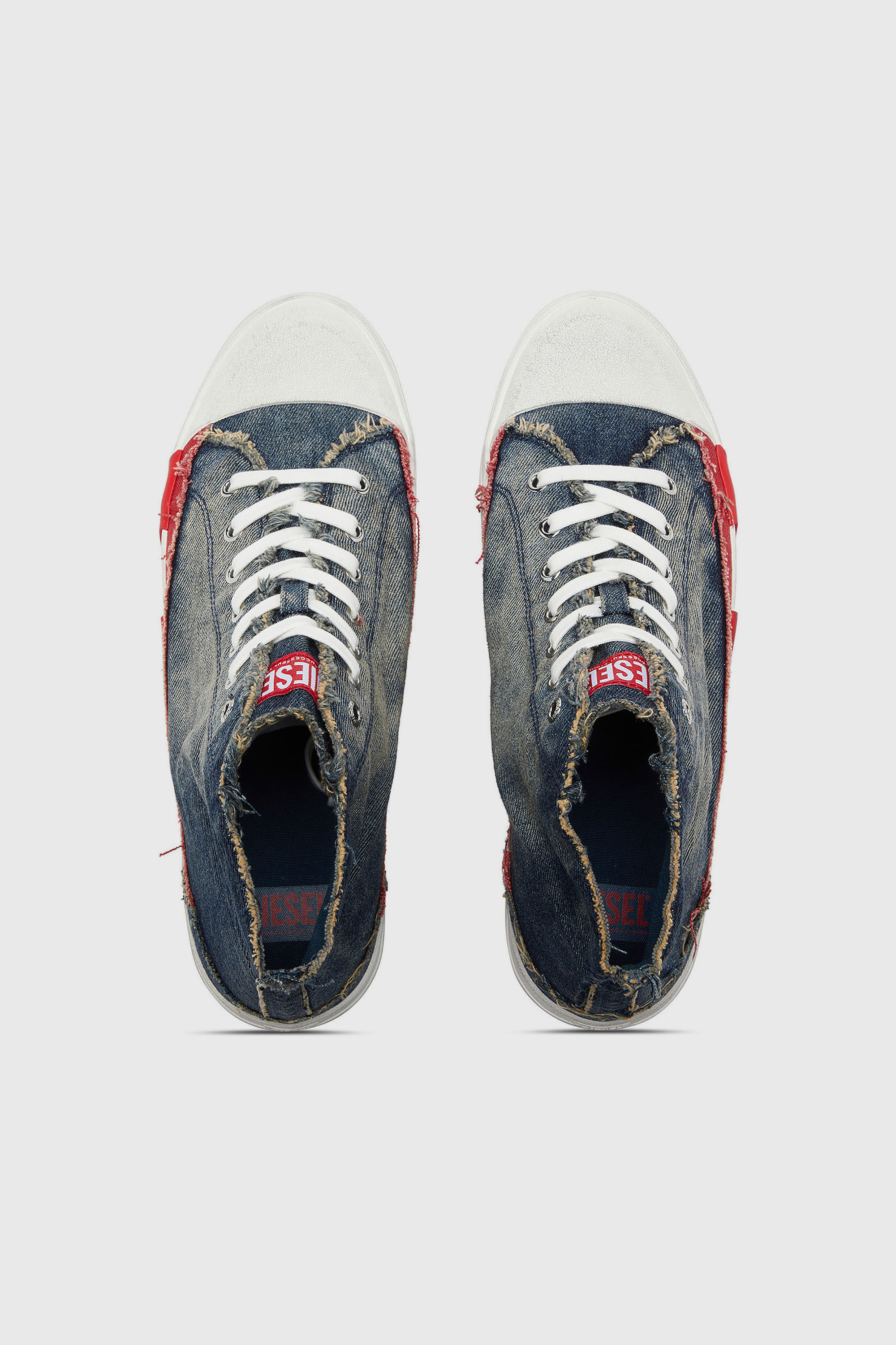 Diesel - S-D-VERSE MID II, Man's D-Verse-High-top sneakers in denim with D logo in Blue/Red - 4